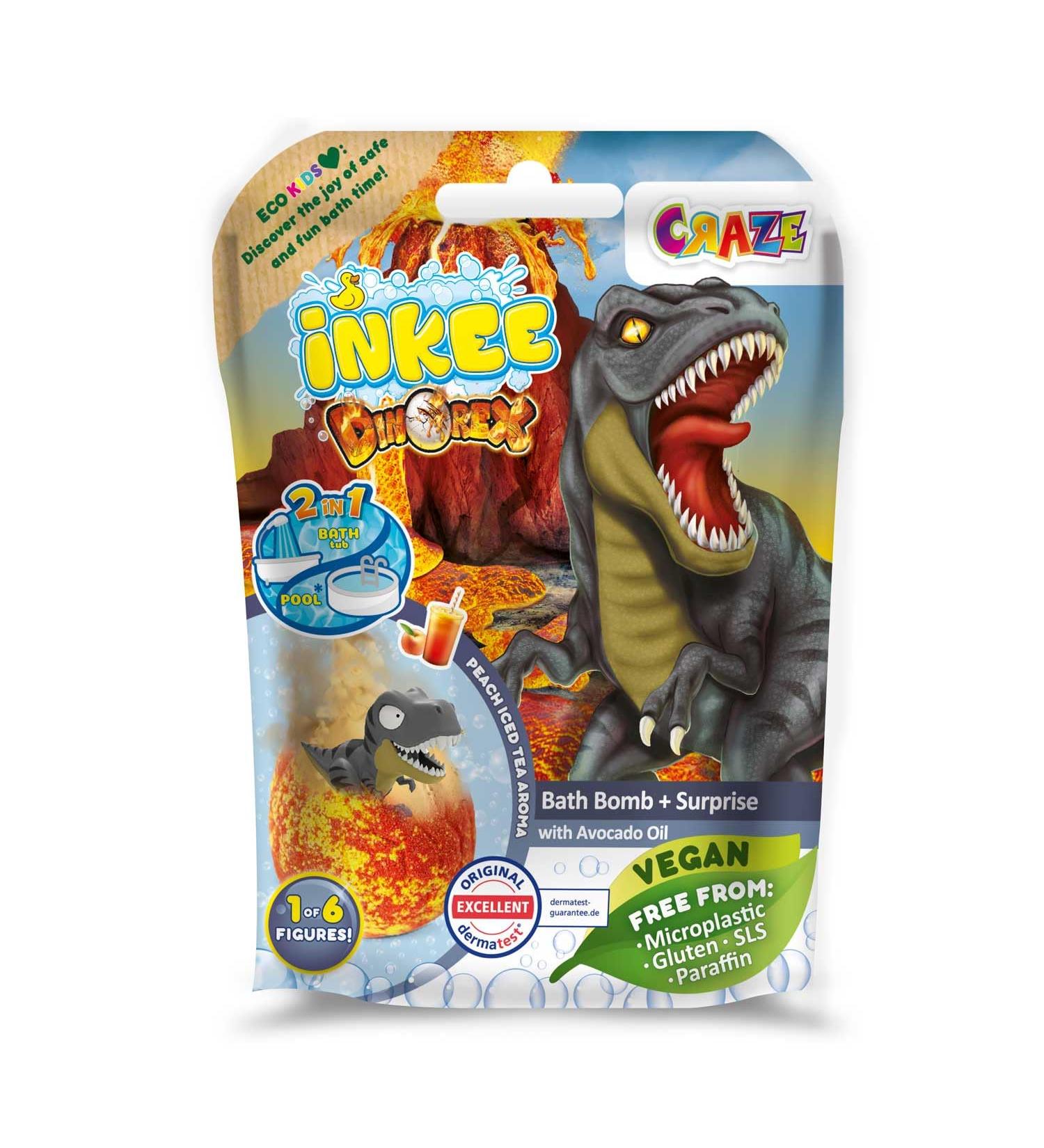 Inkee Surprise Dino Bath Balls - Egg-Shaped 100g Bombs with Dinosaurs & Apple Ice Tea Aroma for Kids - Buy Online on GoSupps.com