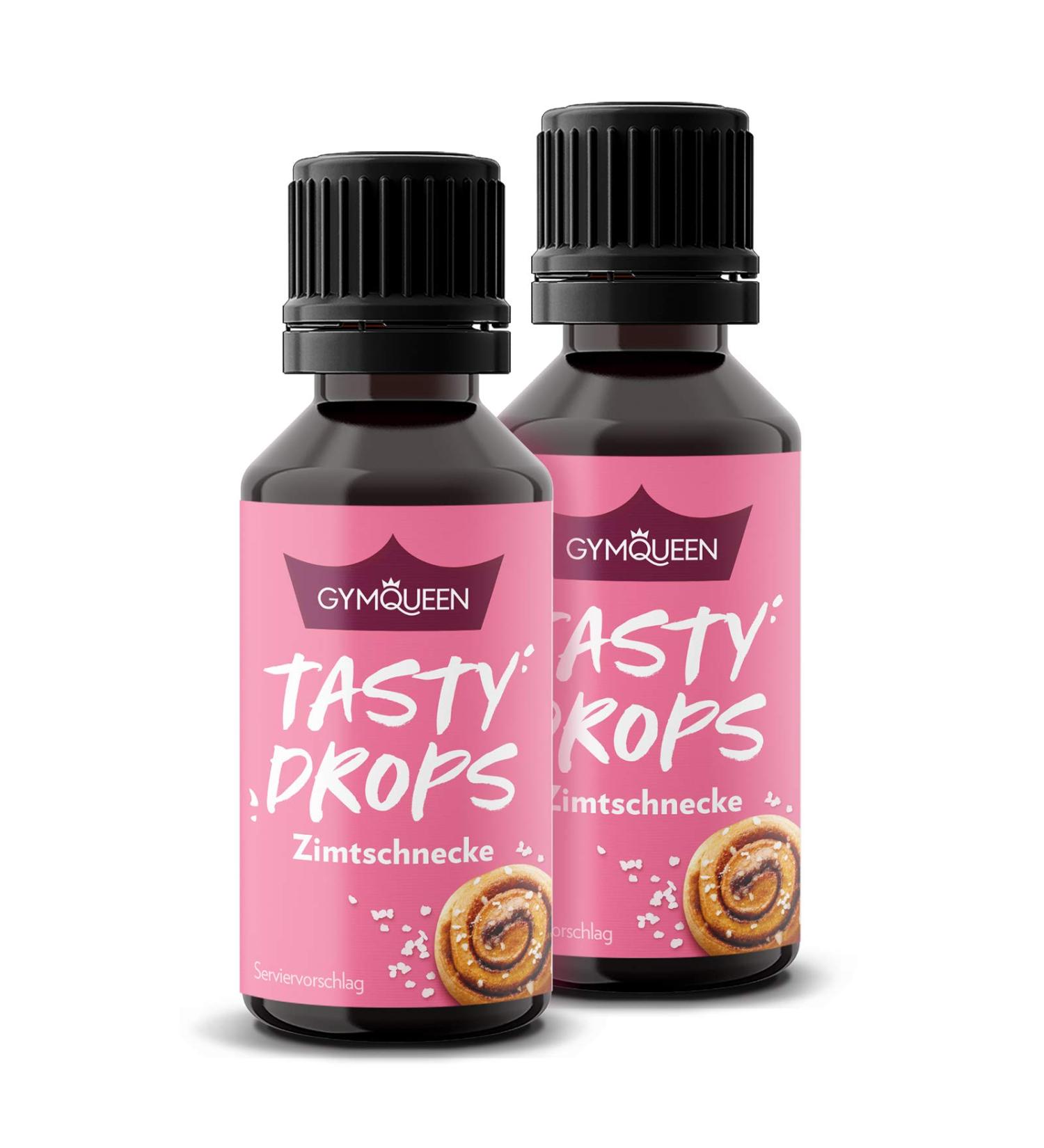 GymQueen Tasty Drops - Cinnamon Roll Flavor 2x30ml | Zero Calorie Flavoring for Recipes & Beverages - Buy Online on GoSupps.com