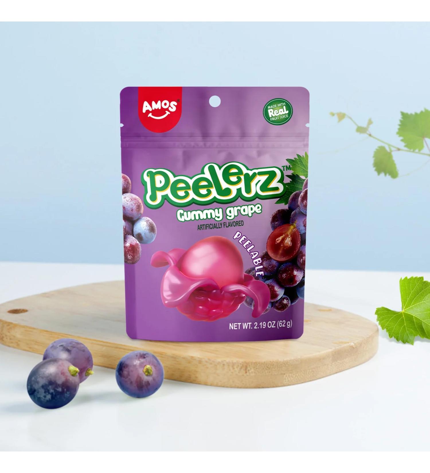 Amos 4D Peelable Gummy Grape Peelerz Gummy Grape Peeling Candy Resealable 6oz Bag Double the Amount of 3oz bags! - Buy Online on GoSupps.com