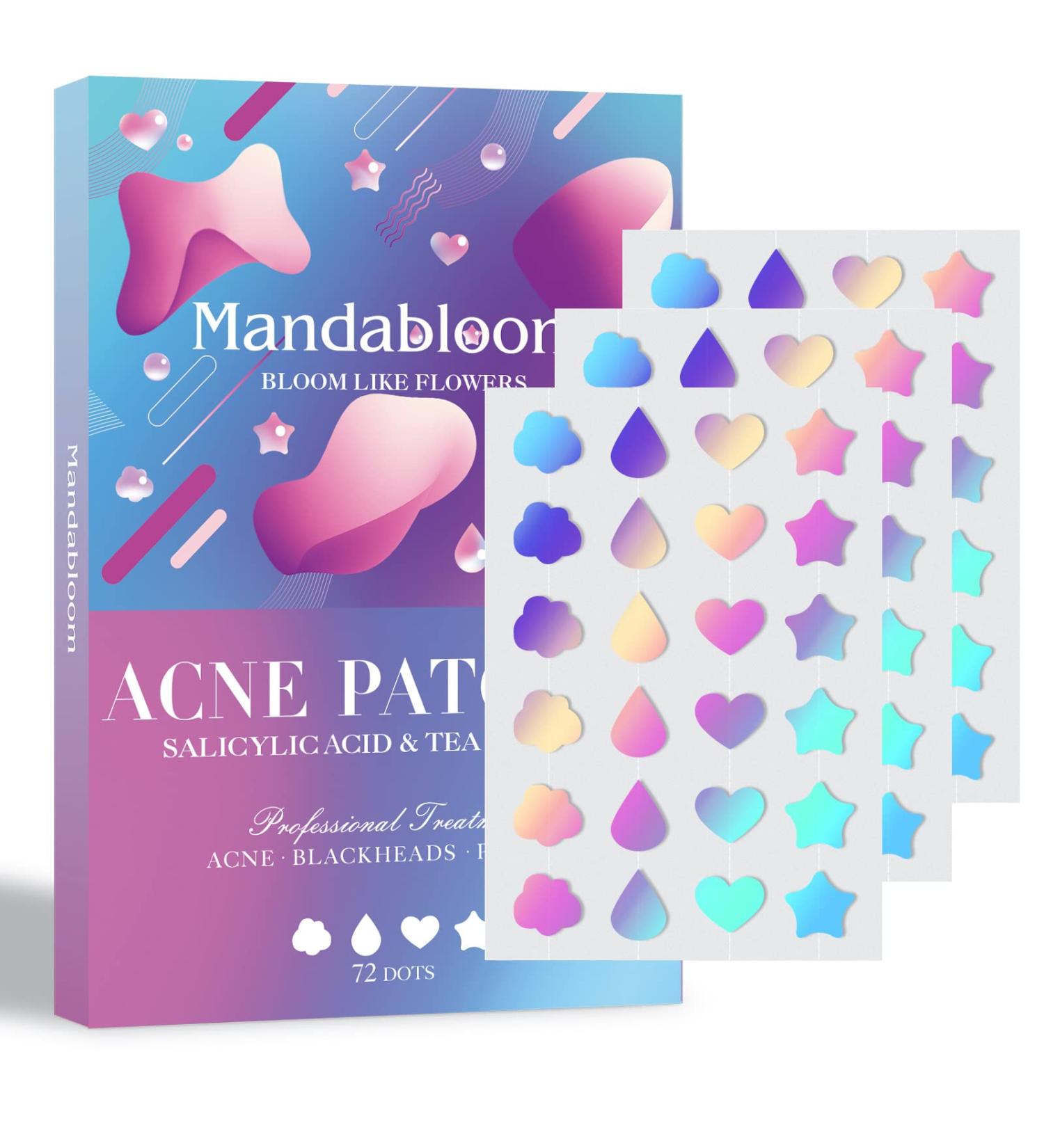 Natural Green Algae & Tea Tree Oil Acne Pimple Patches - Mandabloom Hydrocolloid Dots for Zits, Blemishes & Spots - 72 ct Dermatologist Reviewed - Buy Online on GoSupps.com