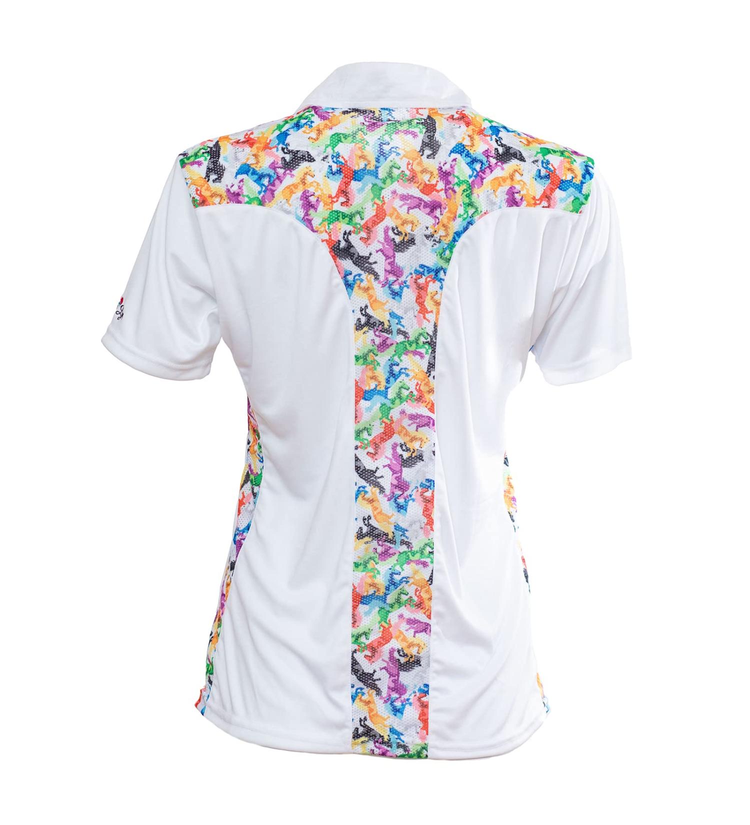 Anni Lyn Sportswear Women's Cool Breeze Polo Shirt - White/Vibrant Horse - Size Large - Buy Online on GoSupps.com