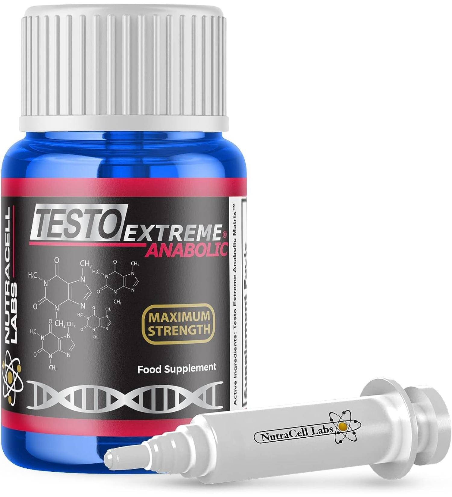 Testo Extreme Anabolic : Testosterone Booster Supplement for Muscle Growth Strength (60ml (2 Bottle)) 1 Fl Oz (Pack of 2)