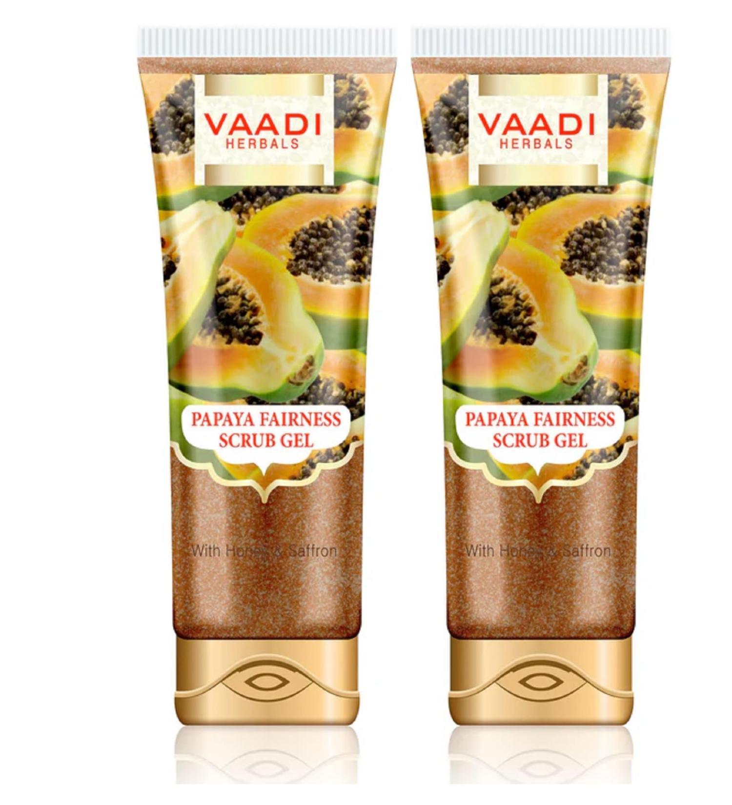 Papaya Scrub Gel with Honey and Saffron 110g x 2 - Buy Online on GoSupps.com