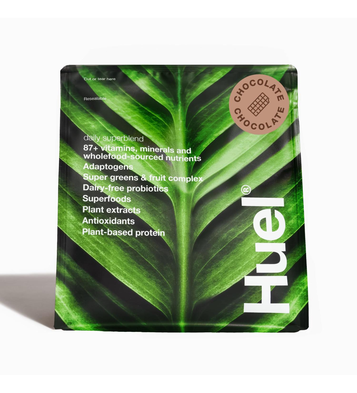 Buy Huel Daily Superblend Chocolate Powder - 25g Plant-Based Protein Super Greens & 87 Essential Vitamins | Eco-Friendly & International Shipping - Buy Online on GoSupps.com