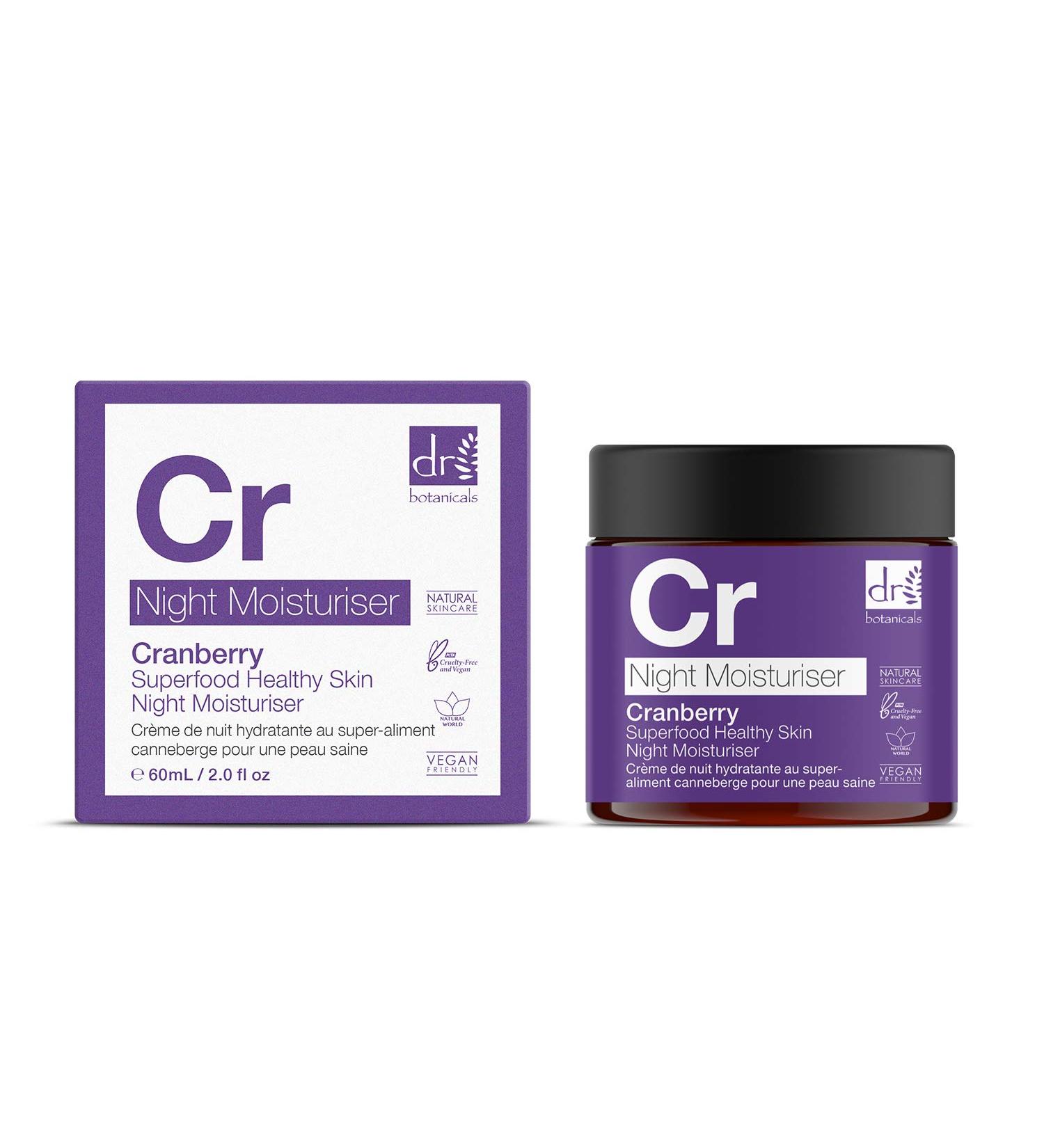 Dr Botanicals Superfood Night Moisturizer - Hydrating Anti-Aging Cream with Vitamin E & Cranberry Seed Oil | Revive & Soften Skin (2.02 fl oz - Buy Online on GoSupps.com