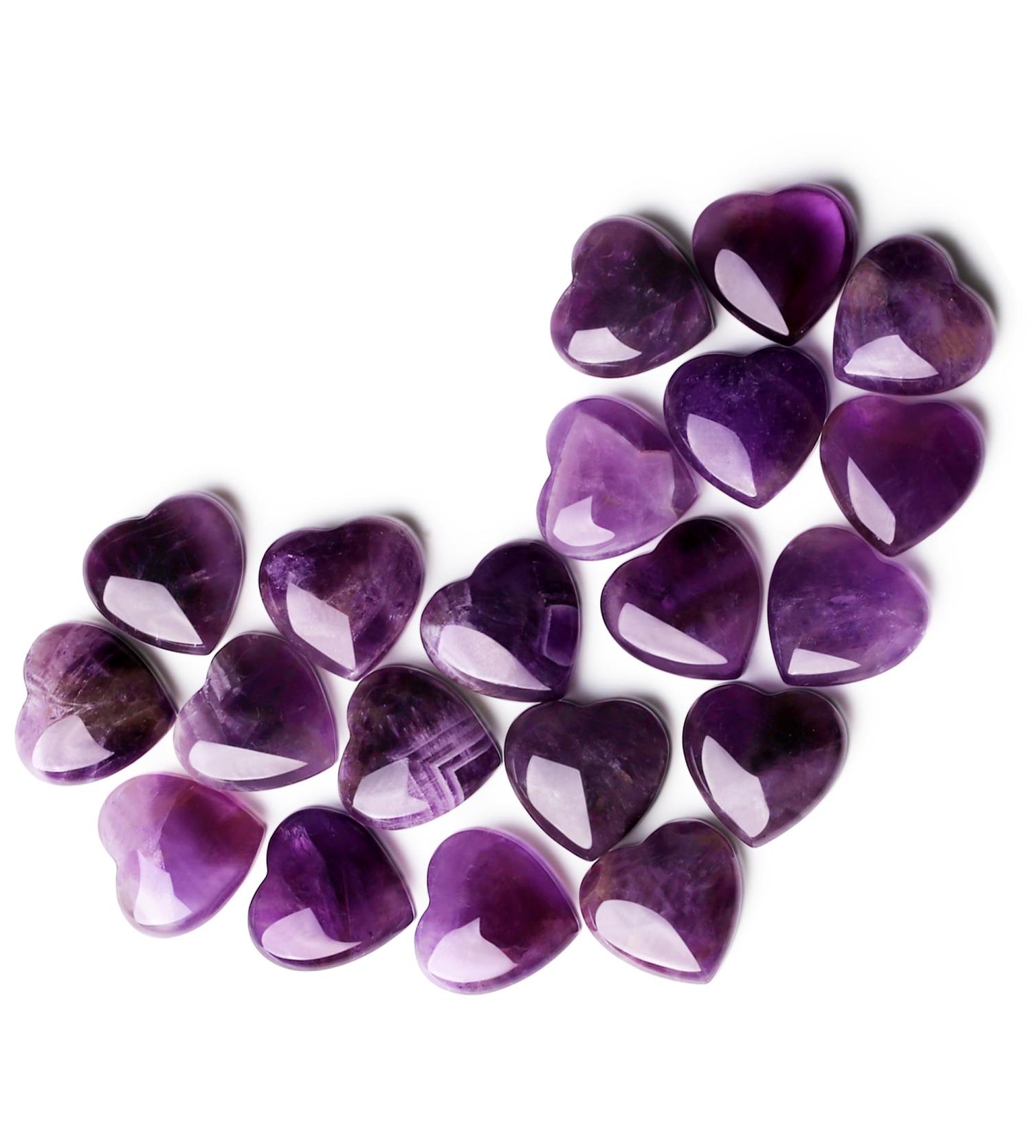 MAIBAOTA Amethyst Crystal Stone Healing Crystals Gemstones Pocket Gifts Heart-Shaped Nature Spiritual Energy Purple Crystals for Women Men Reiki Divination Balancing Yoga Meditation 10PCS - Buy Online on GoSupps.com