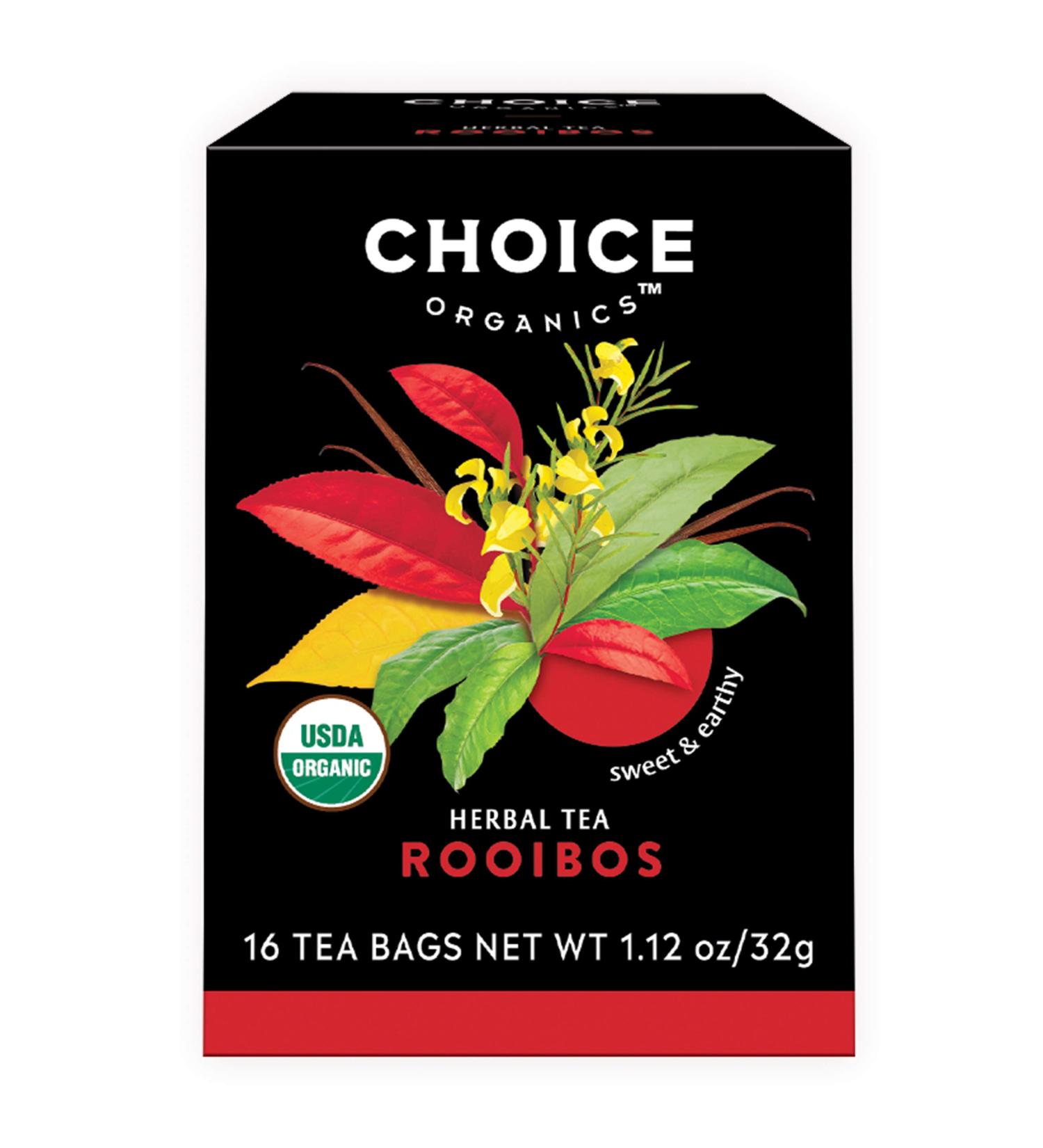 Choice Organics Organic Rooibos Tea - Fair Trade, Caffeine Free, 16 Herbal Tea Bags - Buy Online on GoSupps.com