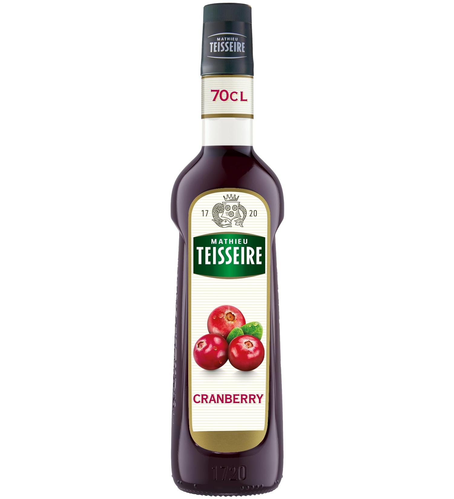 Mathieu Teisseire Cranberry Syrup for cocktail drinks with or without alcohol sodas teas lemonades 70cl bottle - Buy Online on GoSupps.com