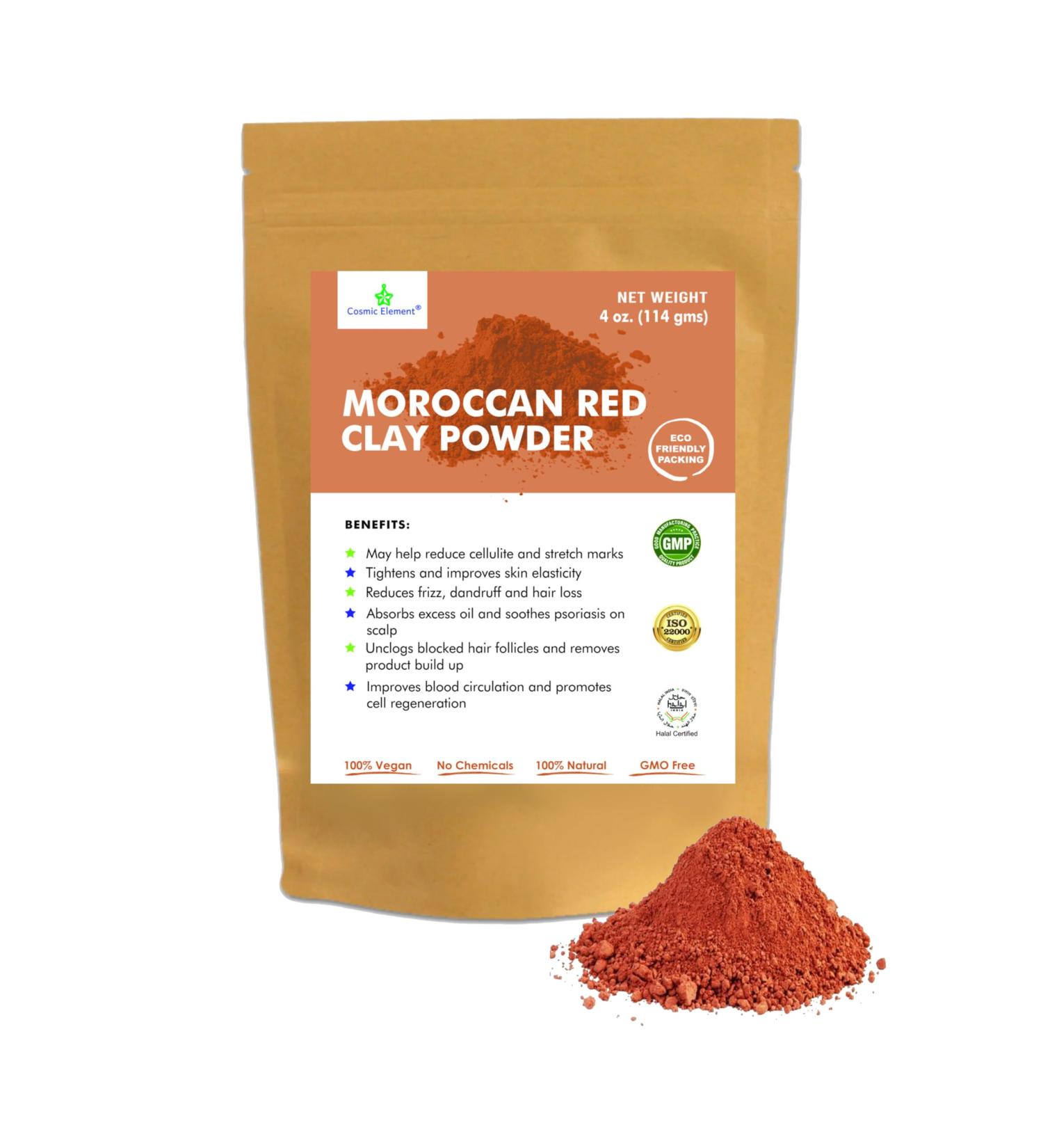 Moroccan Red Clay Powder - Nourishing Skin & Hair | Versatile Clay Masks Wraps & Scrubs - 4 oz International Shipping Available - Buy Online on GoSupps.com