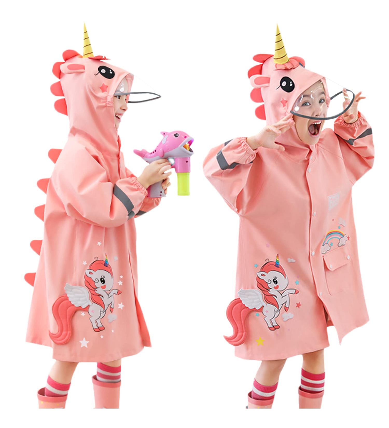 Kids Unicorn Raincoat | Waterproof Rainsuit for Boys & Girls | Toddler Poncho | 3D Cartoon Design | Size S/80-95 CM - Buy Online on GoSupps.com
