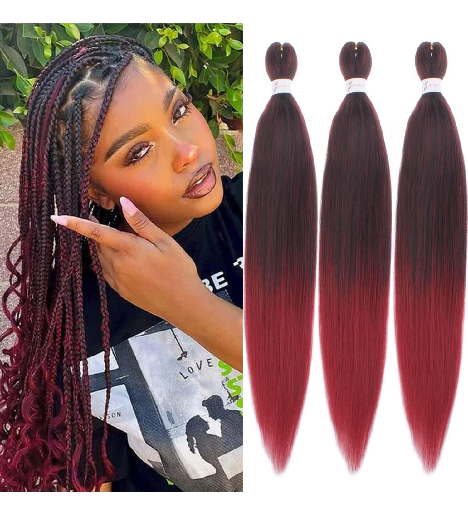 Leeven 3 Packs Ombre Red Pre Stretched Braiding Hair 30 Inch Yaki Texture Brading Hair Extensions for Box Braids Red Crochet Hair Extensions for Braiding /1B900# 30 Inch (Pack of 3) 1B900 - Buy Online on GoSupps.com