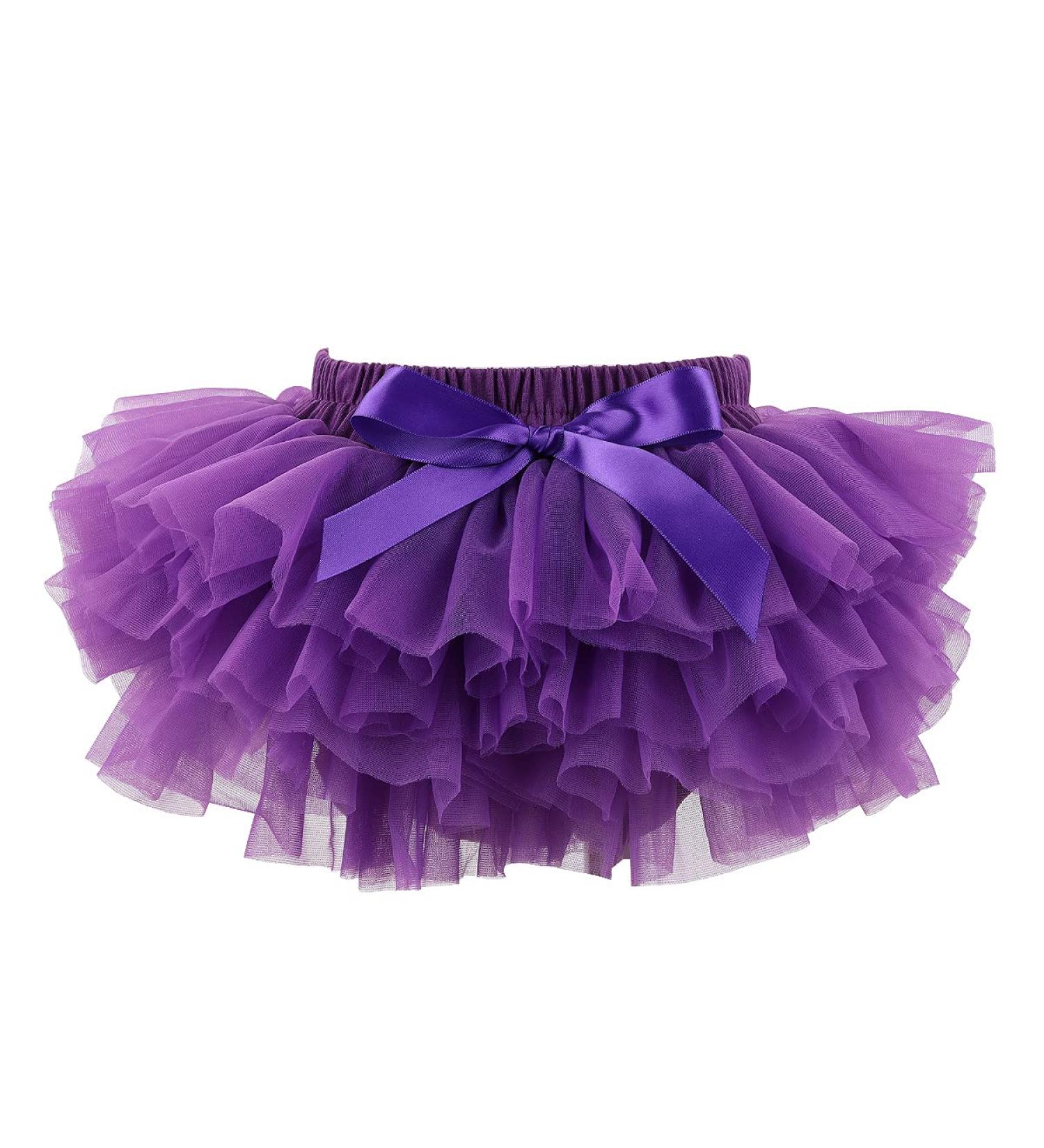 Hoolchean Baby Girls Super Soft Fluffy Tutu Skirt with Diaper Cover Bloomer - Purple (1-2 Years) - Buy Online on GoSupps.com
