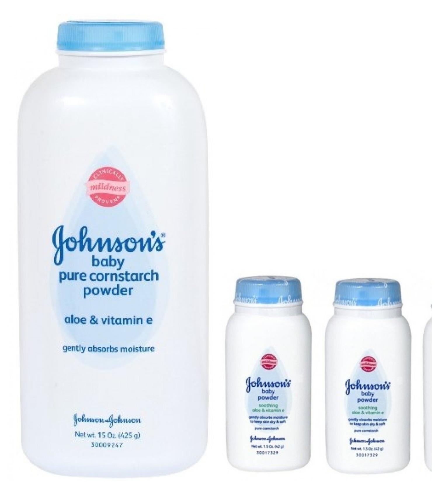 Johnson's Pure Cornstarch Baby Powder 15 Oz + Johnson's Pure Corstarch Travel Size 1.5 Oz, 2 pk