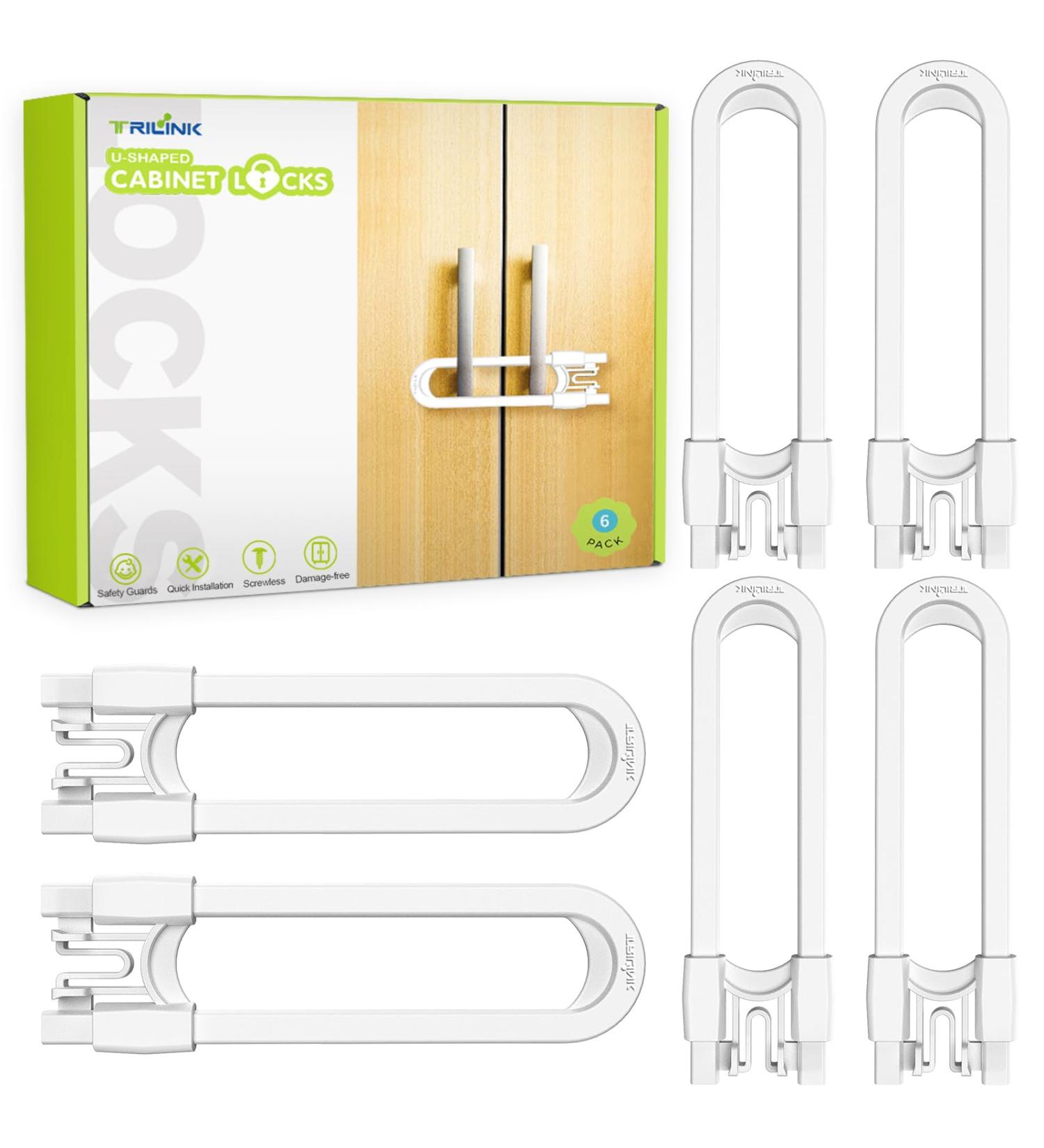Pack of 6 Child Safety Locks - Reusable U-Shaped Cupboard & Door Locks for Babies Easy to Use Baby Safety Locks for Cupboards Drawers & Refrigerators - Buy Online on GoSupps.com