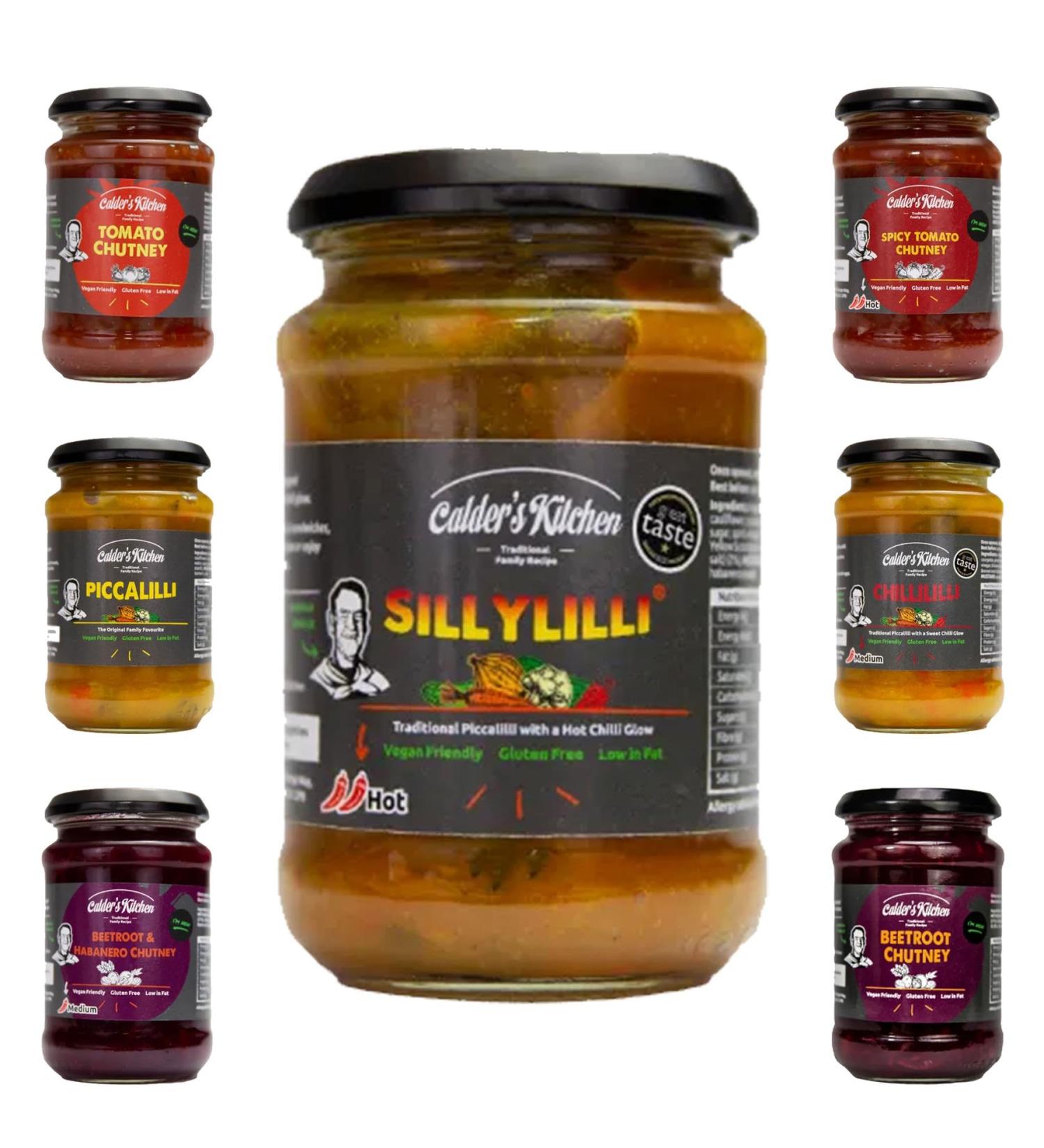 Calder's Kitchen Chutney Jar Pick N Mix - Choose From 7 Flavours | Gluten Free Piccalilli Chillililli Sillylilli Spicy-Tomato Beetroot & Habanero - Pack of 2 x 285g - Buy Online on GoSupps.com