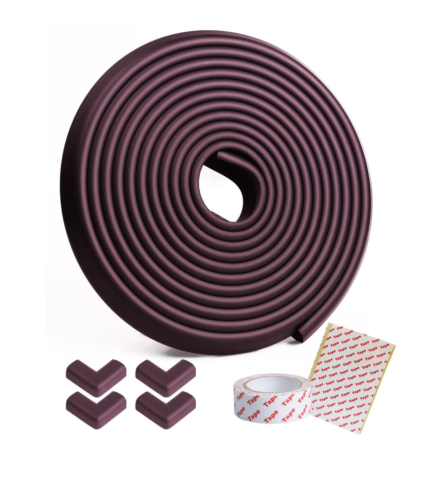 Corner Edge Safety Protector Set - 14ft Edge + 4 Corners, Reddish-Brown Soft Foam Strip, Baby Proofing Guards with 3M Adhesive for Table, Furniture, Sharp Edges Protection - Buy Online on GoSupps.com