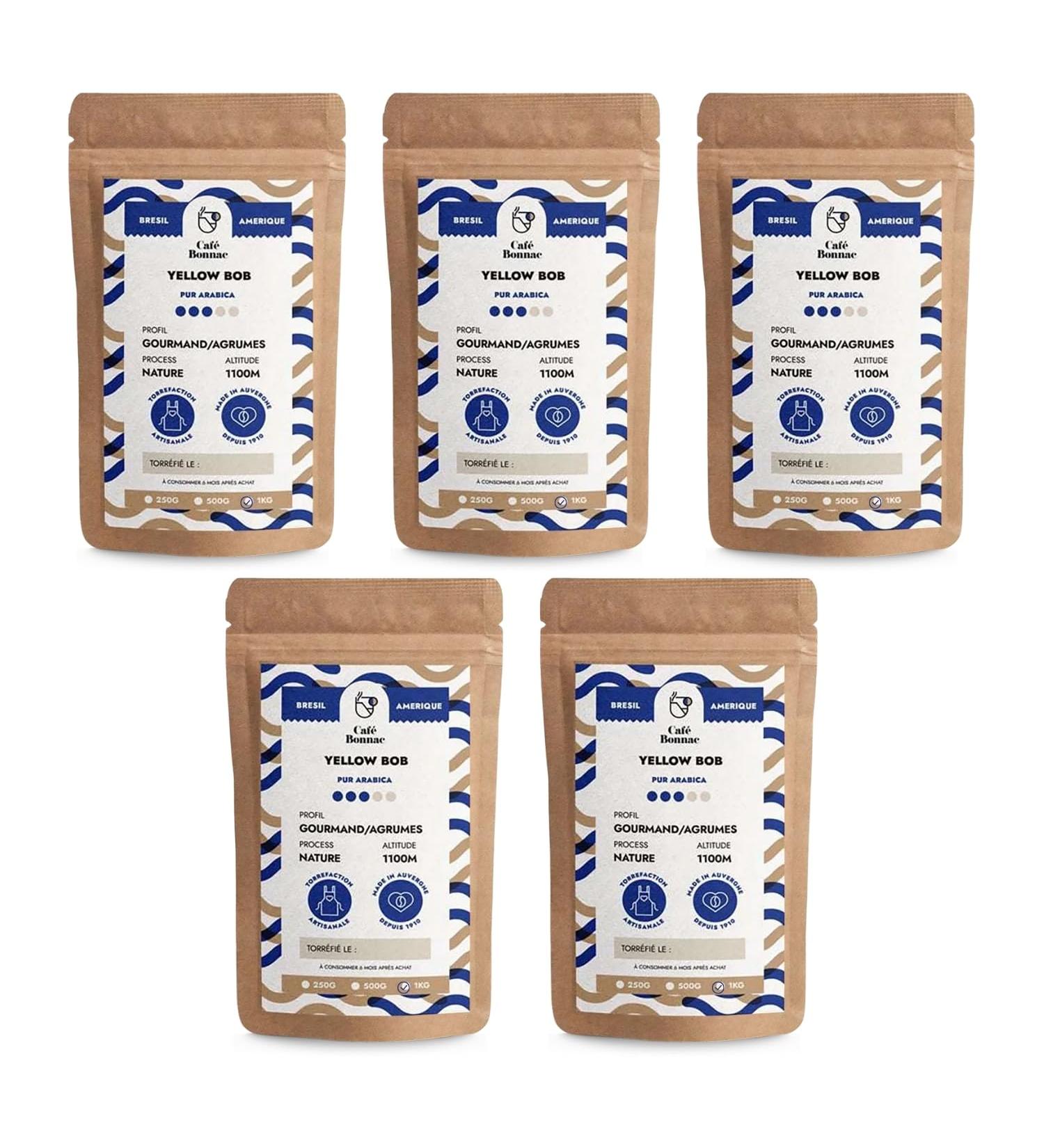 Caf Bonnac Lot de 5 1 kg | Caf Moulu Br sil Yellow BoB | 100% Arabica Doux Et Harmonieux | Notes De Noix Chocolat Au Lait Et Miel | Grand Cru Nature | Torr faction Artisanale 1 kg (Lot de 5) 5 - Buy Online on GoSupps.com