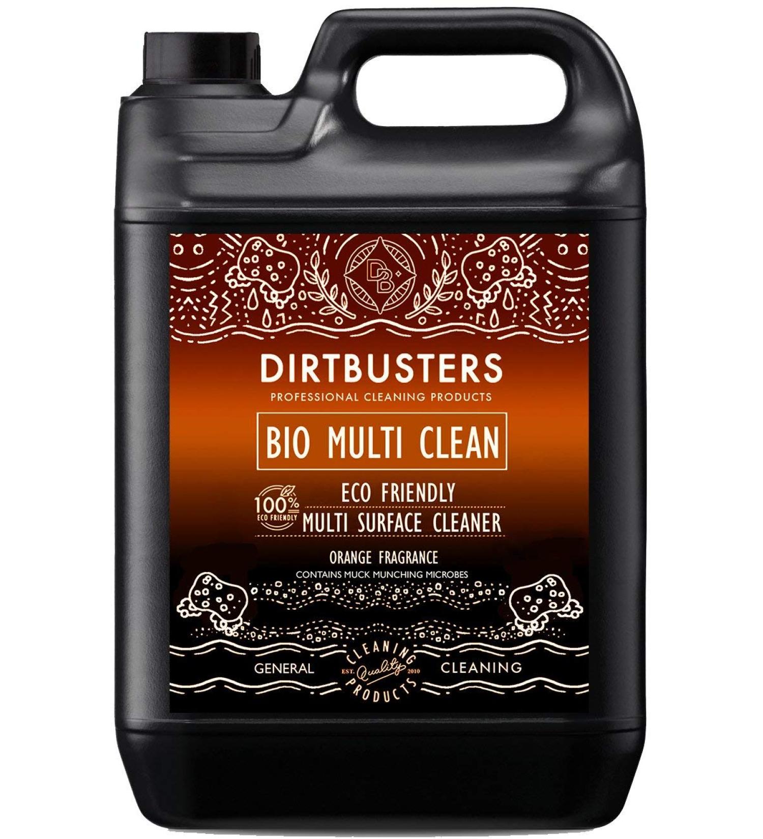 Dirtbusters Bio Multi Surface Cleaner Eco Friendly Highly Concentrated All Purpose Cleaner To Clean Surfaces Floors Walls Kitchen & Bathroom Orange (5L)