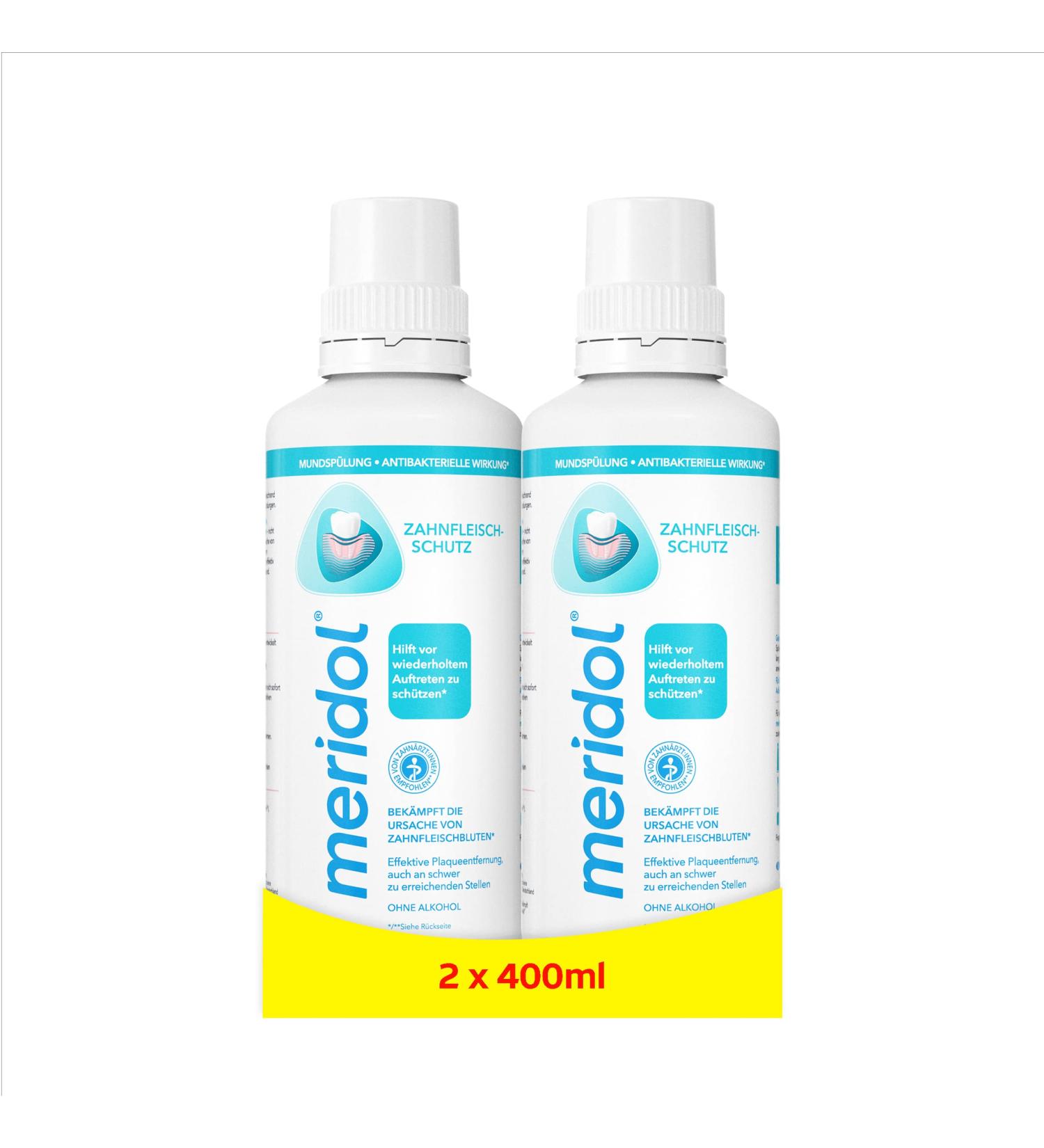 meridol Mouthwash 2x400ml - Alcohol-Free Antibacterial Formula for Healthy Teeth & Gums | Pack of 2 - Buy Online on GoSupps.com