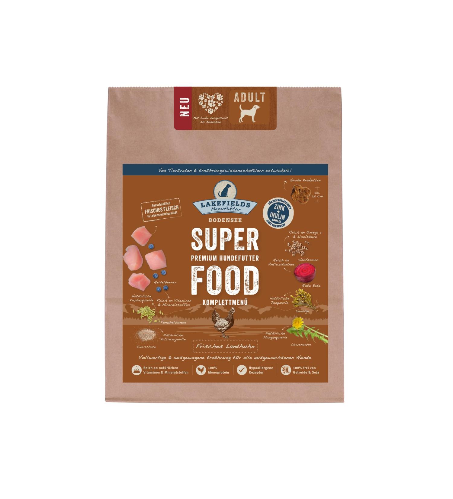 LAKEFIELDS SuperFOOD Premium Dry Food for Adult Dogs Terrestrial Chicken (1000 g) - Buy Online on GoSupps.com