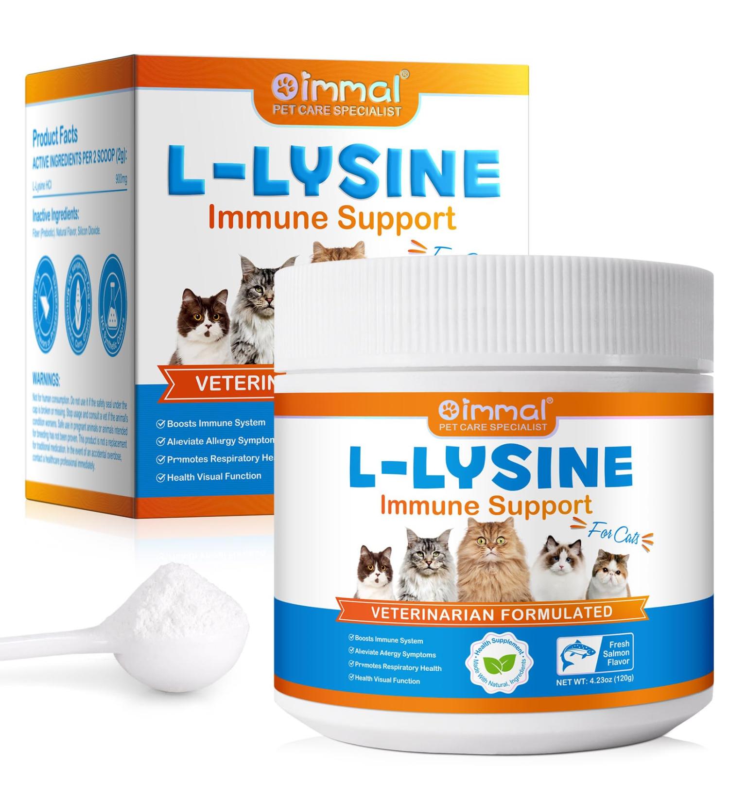 L Lysine Powder for Cats - 4.23oz - Cat Immune Support - for Cat Sneezing Runny Nose Watery Eye - Cats & Kittens of All Ages - Buy Online on GoSupps.com
