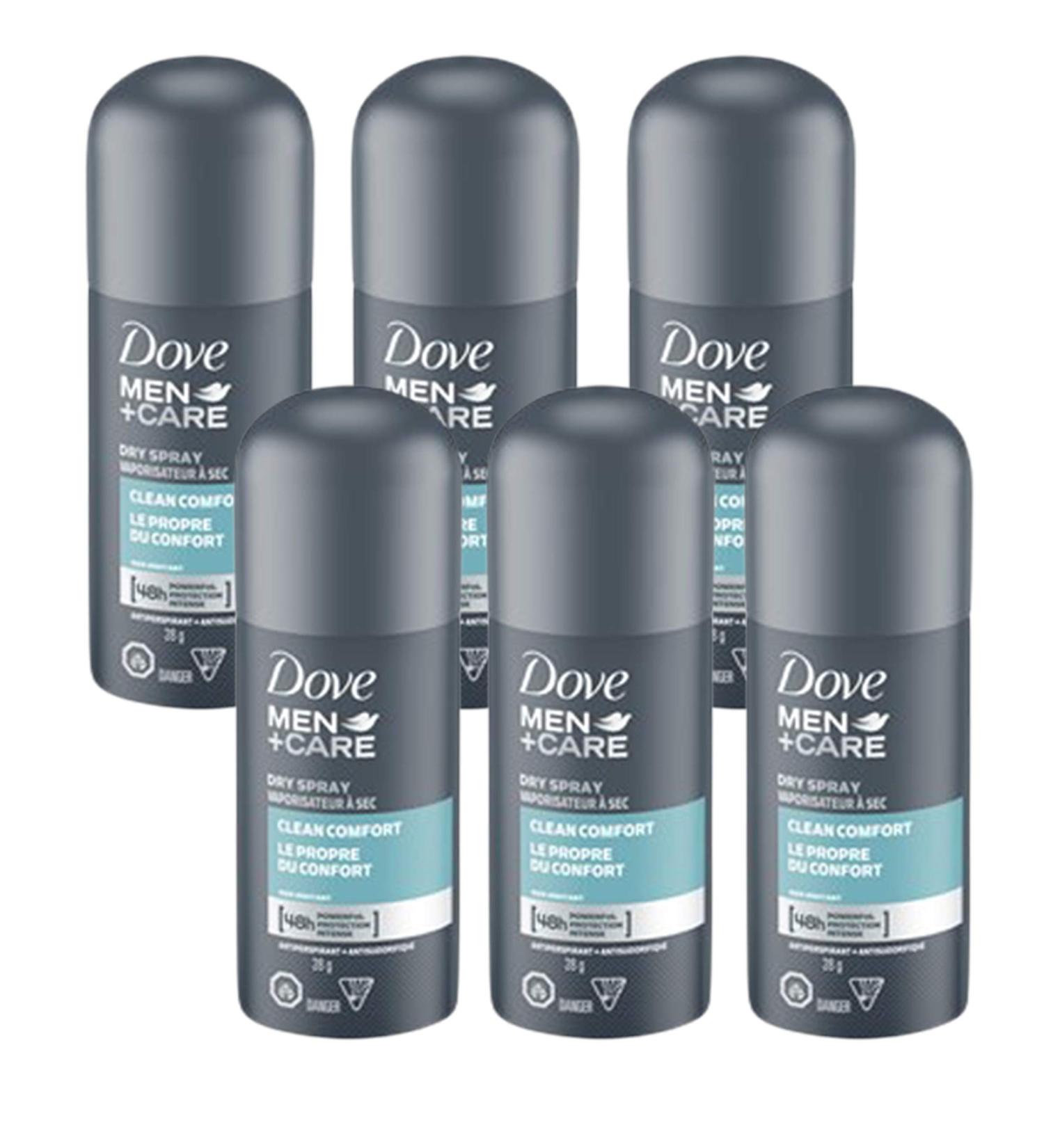 Dove Men+Care Dry Spray Clean Comfort 48 Hour Protection Antiperspirant 1 Ounce (Pack of 6)