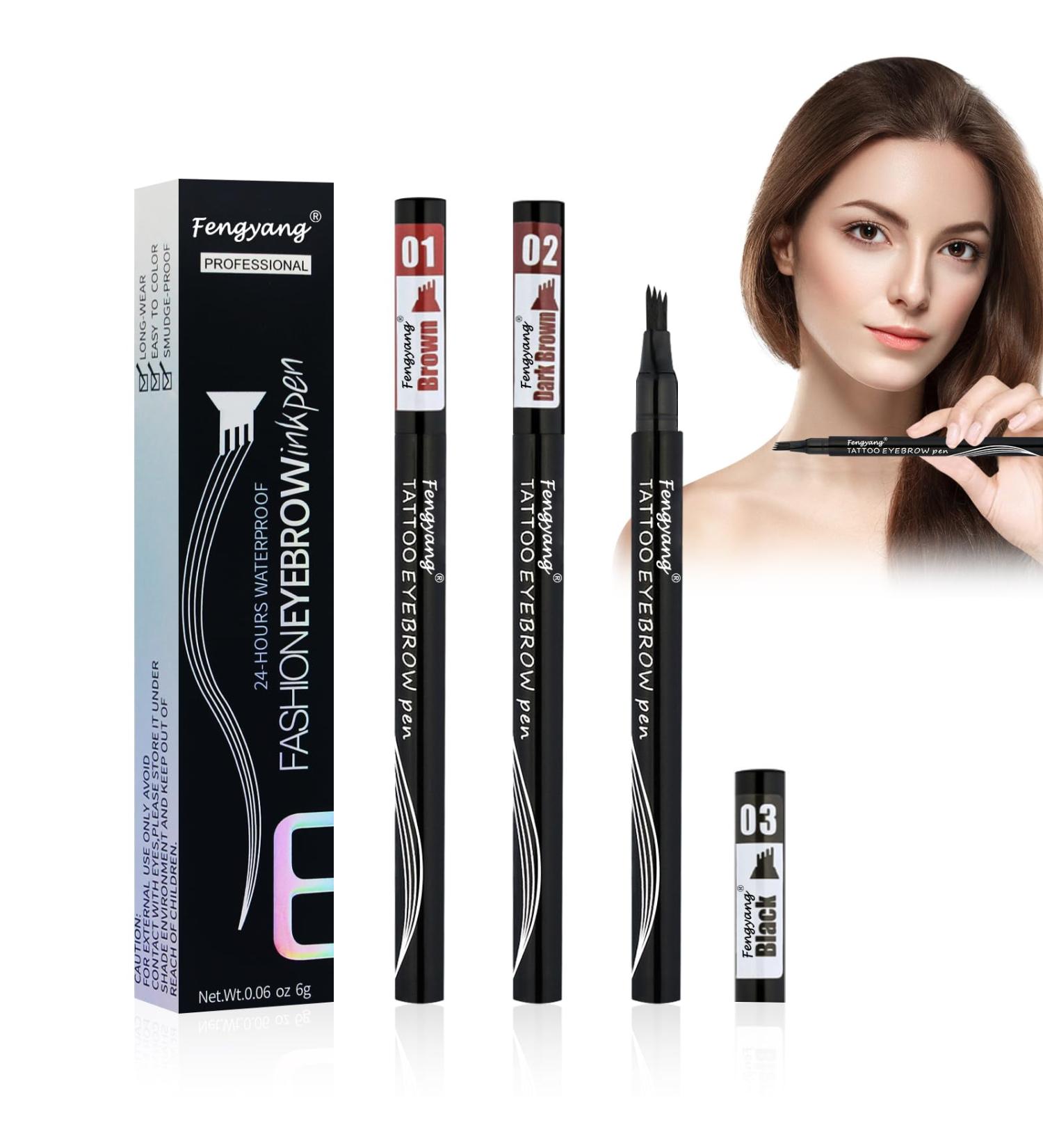 Fengyang 3Pcs Liquid Eyebrow Pencil Waterproof Eyebrow Pencil Eyebrow Makeup Semi Permanent Eyebrow Makeup Hair Effect Eyebrow Pen Waterproof Pencil - Buy Online on GoSupps.com