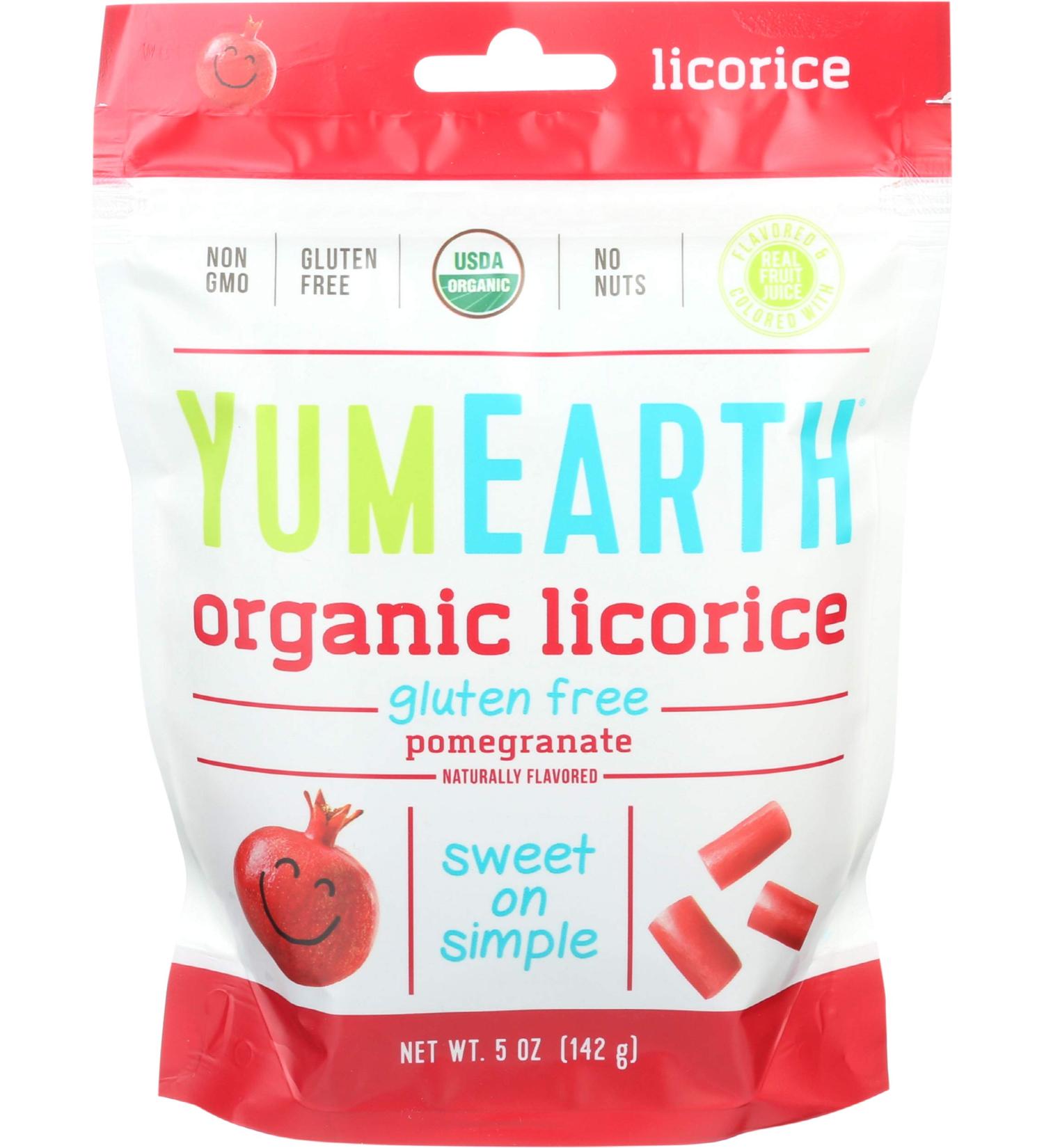 Buy YumEarth Organic Licorice Pomegranate 5 oz - All-Natural Treat - Buy Online on GoSupps.com