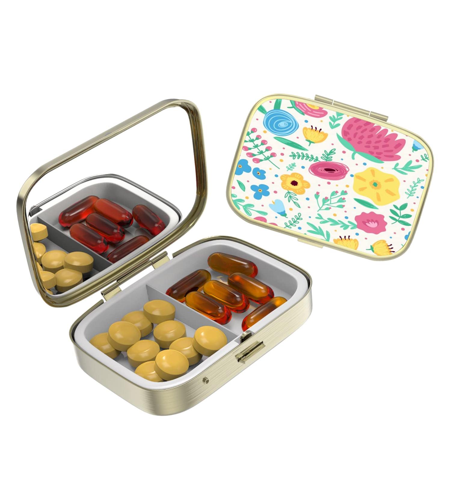 Cute Small Pill Case for Pockets & Purses | Elegant 2-Compartment Travel Medicine Organizer for Pills & Vitamins | Perfect Gift - Buy Online on GoSupps.com