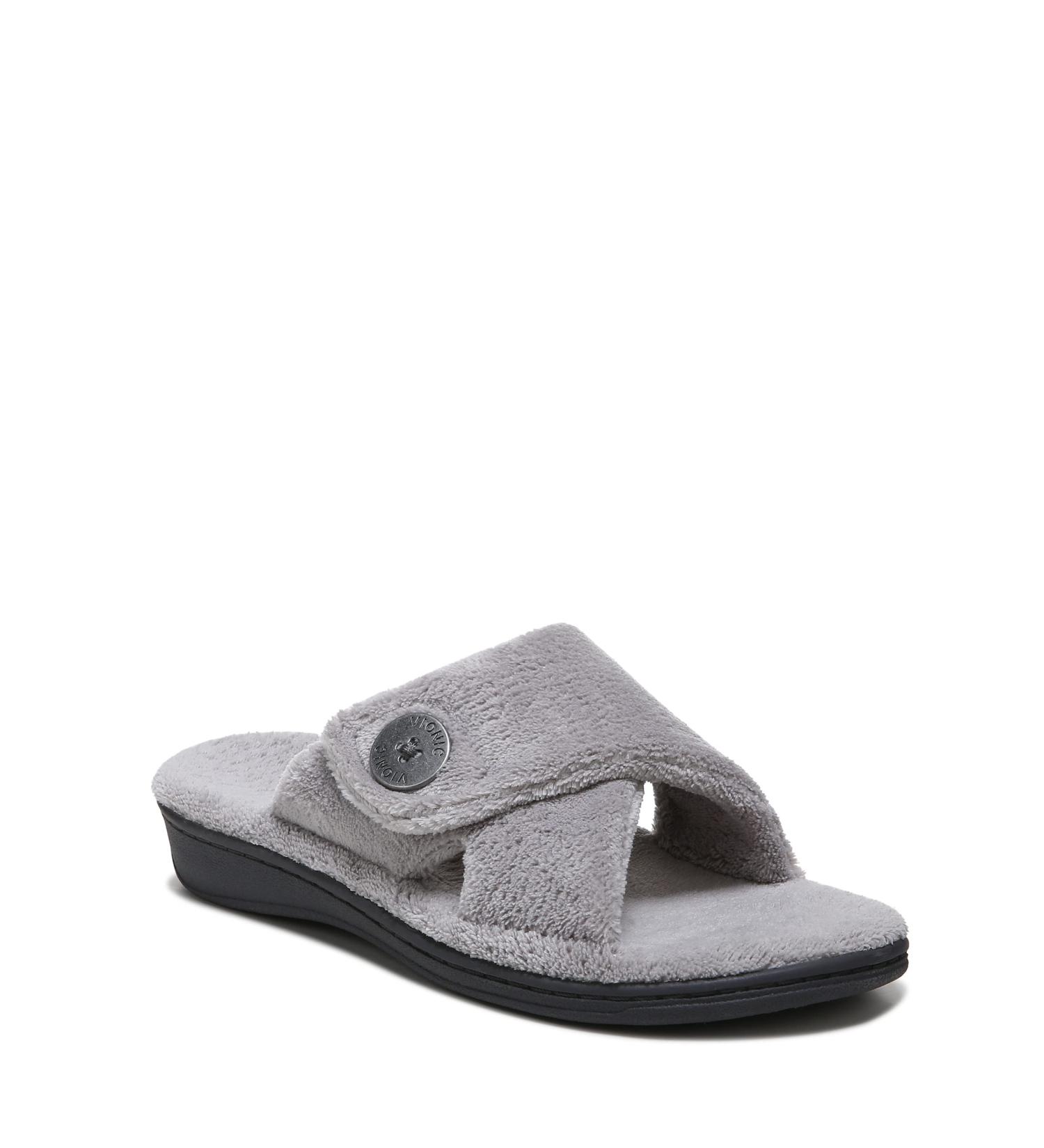 Vionic Women's Indulge Pauline Slipper - Comfortable Open Toe Spa Slippers with Arch Support & Three-Zone Comfort | Light Grey Size 9 Med - Ideal for Ladies - Buy Online on GoSupps.com