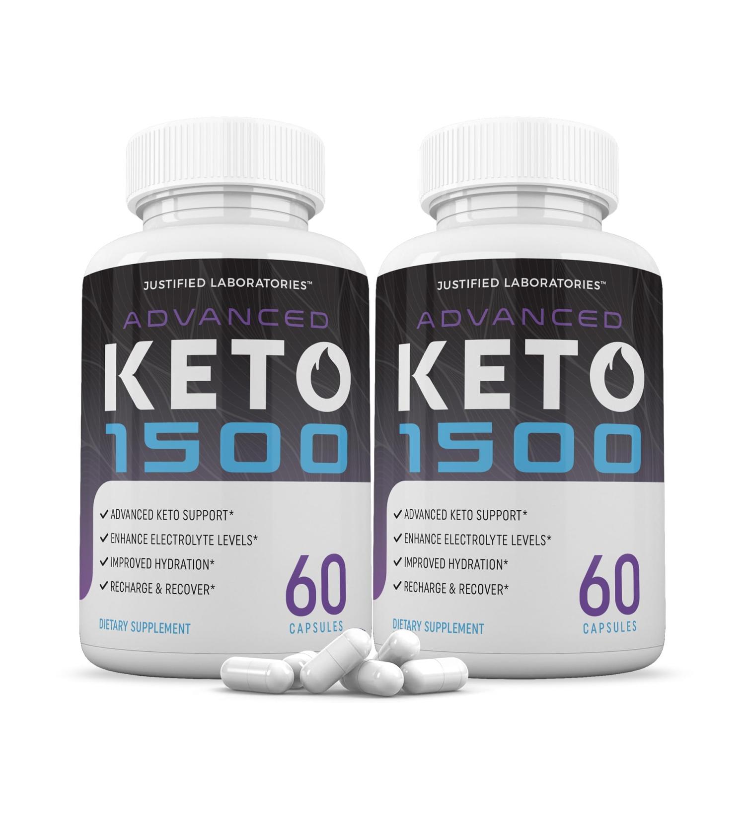 Justified Laboratories (2 Pack Advanced Keto 1500 Keto Pills 1275MG New & Improved Formula Contains Apple Cider Vinegar Extra Virgin Olive Oil Powder Green Tea Leaf 120 Capsules 60 Count (Pack of 2) - Buy Online on GoSupps.com