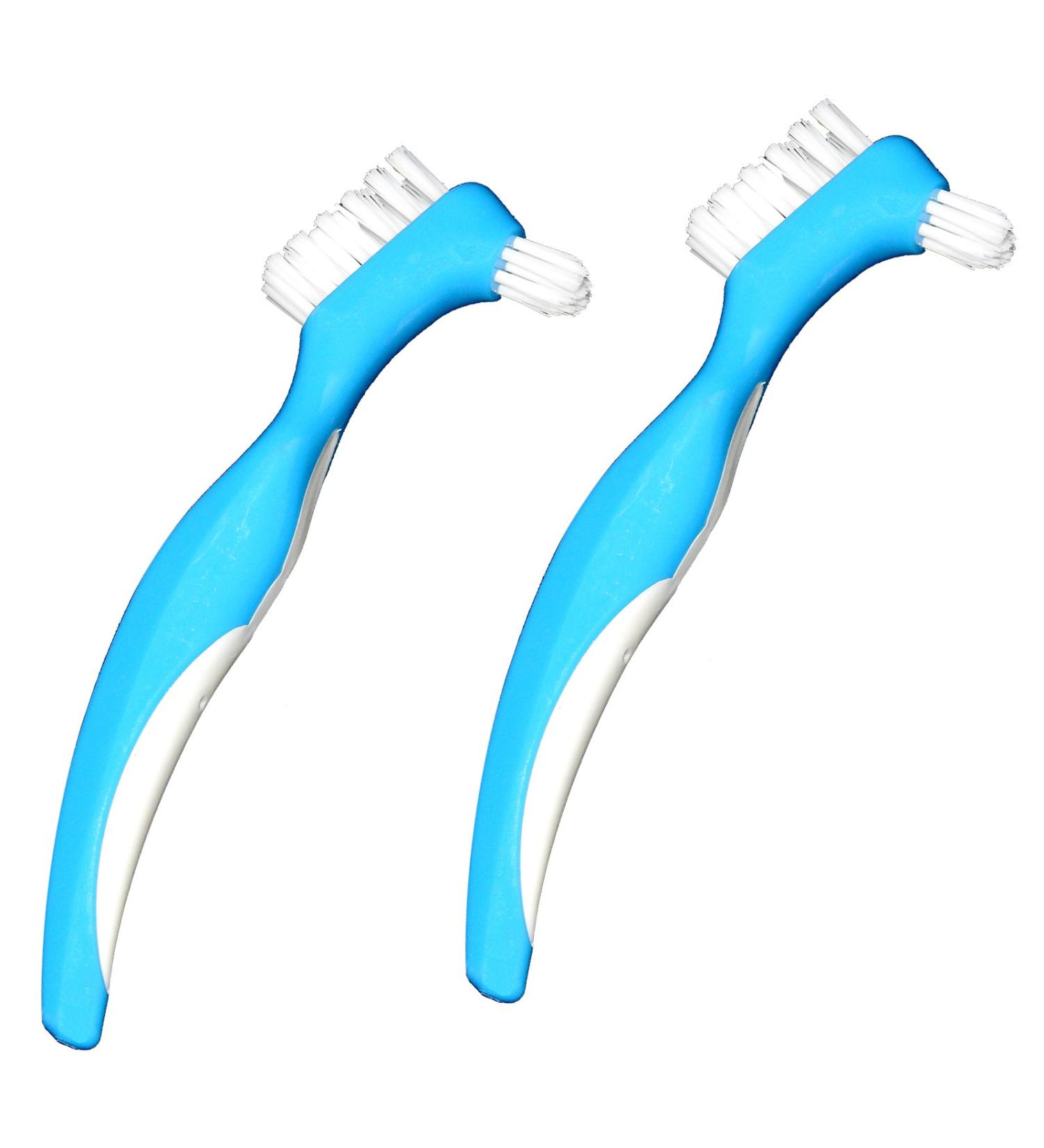 Mediusre Healthcare Orthodontic Denture Cleaning Comfort Contoured Grip Double Sided Brush x 2