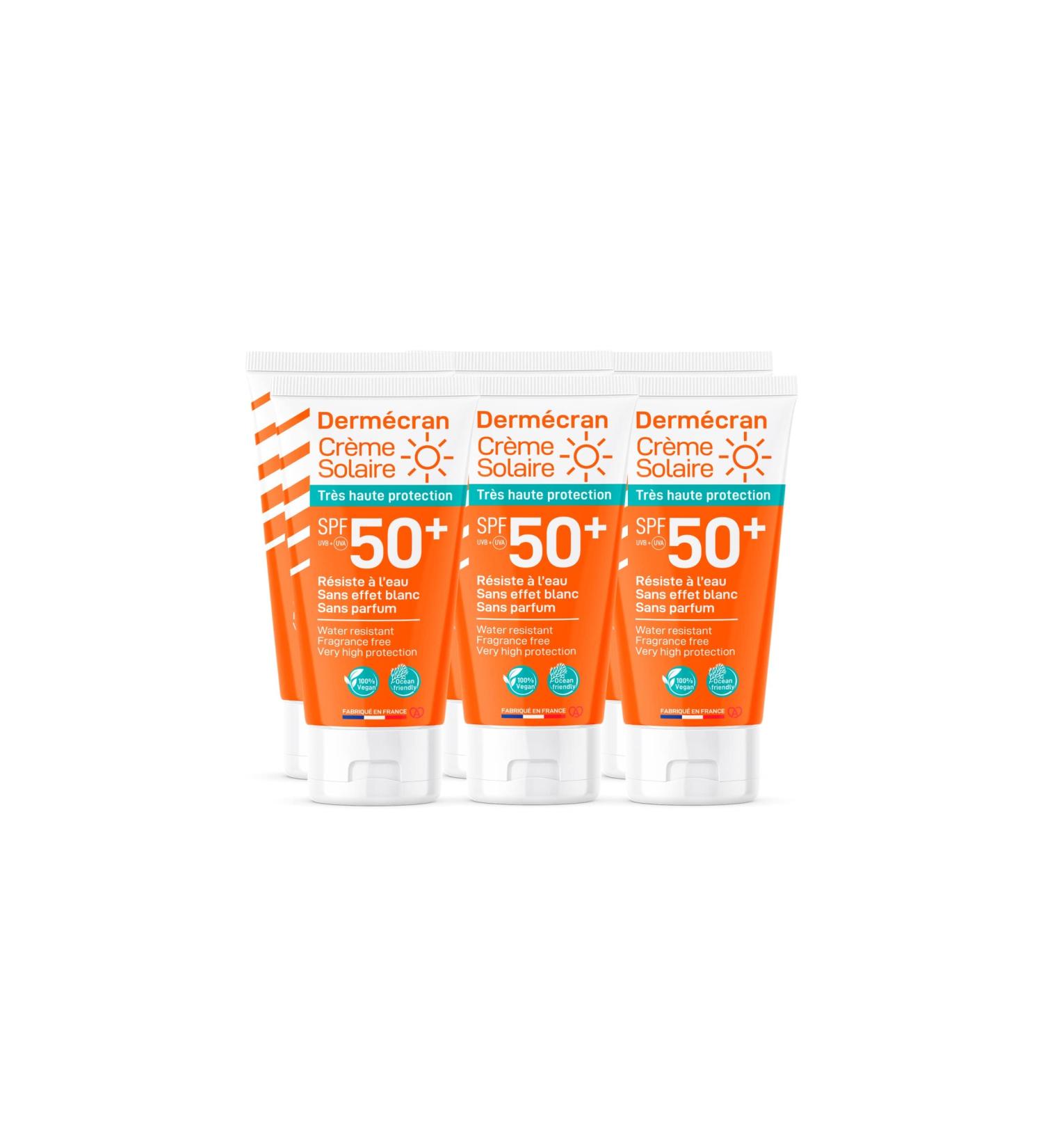 SORIFA - Pack of 6 - Derm cran - Sunscreen SPF50+ - Face and body - Vegan & Ocean Friendly formula - Water resistant - For the whole family from 3 years old - Made in France - 50 ml tube - Buy Online on GoSupps.com