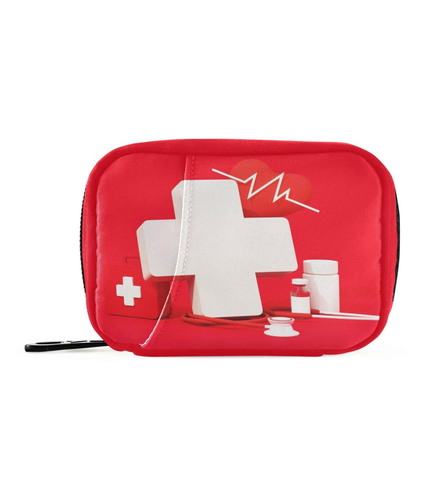 Naanle Red Cross Pill Box - Portable 7 Day Travel Organizer Bag for Vitamins & Supplements - Compact Multi-Colored Design - Buy Online on GoSupps.com