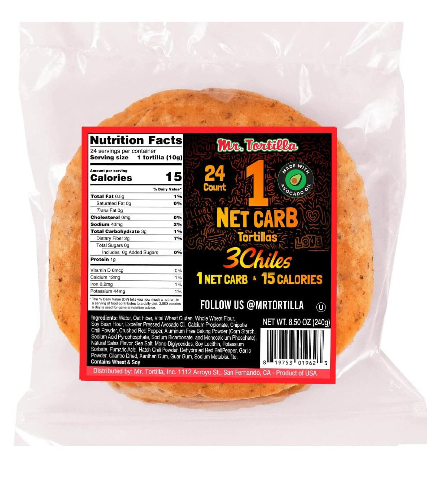 Mr. Tortilla - Low Carb Tortillas  15 Calorie Keto Soft Taco Shells for Wraps  Quesadillas & Tostadas - Healthy Vegan Tortilla Wraps with No Cholesterol - Low on Calories & Fat (Spicy 3 Chiles  24 Count (Pack of 1)) - Buy Online on GoSupps.com