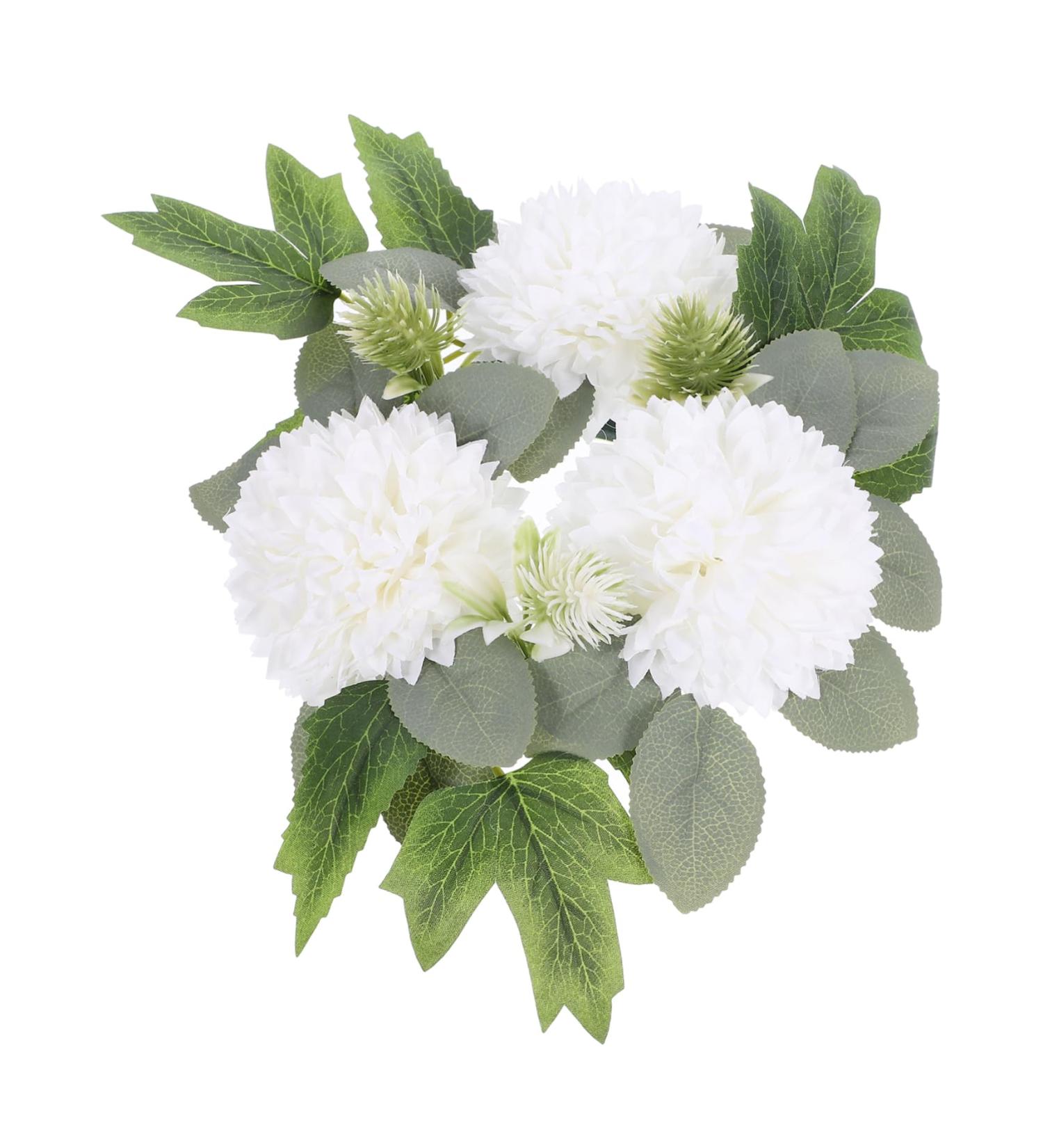 LIFKICH Wedding Candle Wreath Flower Ball Candle Holder Flowers Ring Silk Flower White Candle Rings Wreaths White 28.00X28.00X8.00CM - Buy Online on GoSupps.com