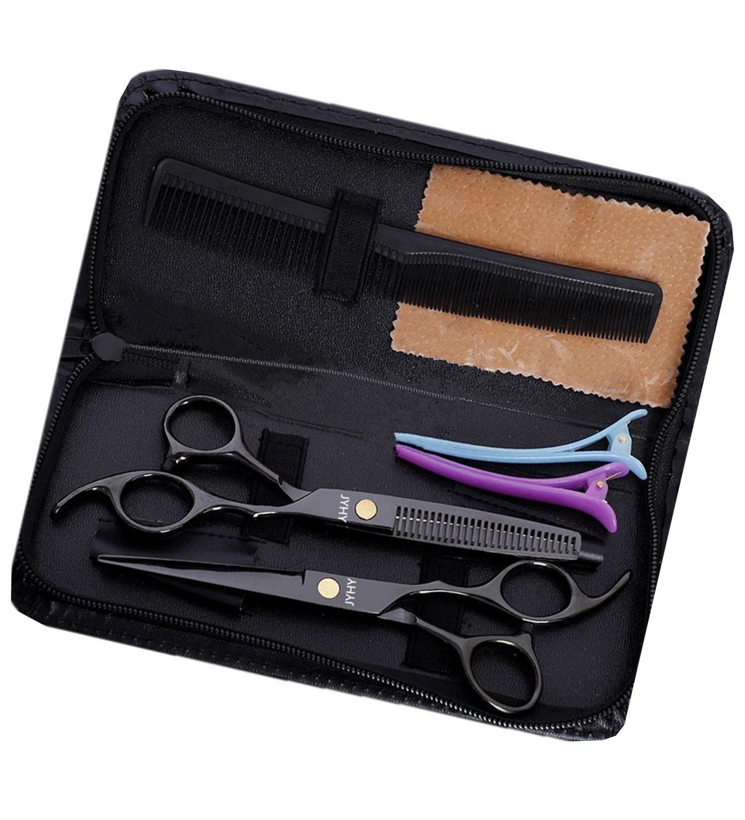JYHY Professional Hair Cutting Scissors Shears Set Kit - Barber Thinning Tool 6 (Black) - Buy Online on GoSupps.com