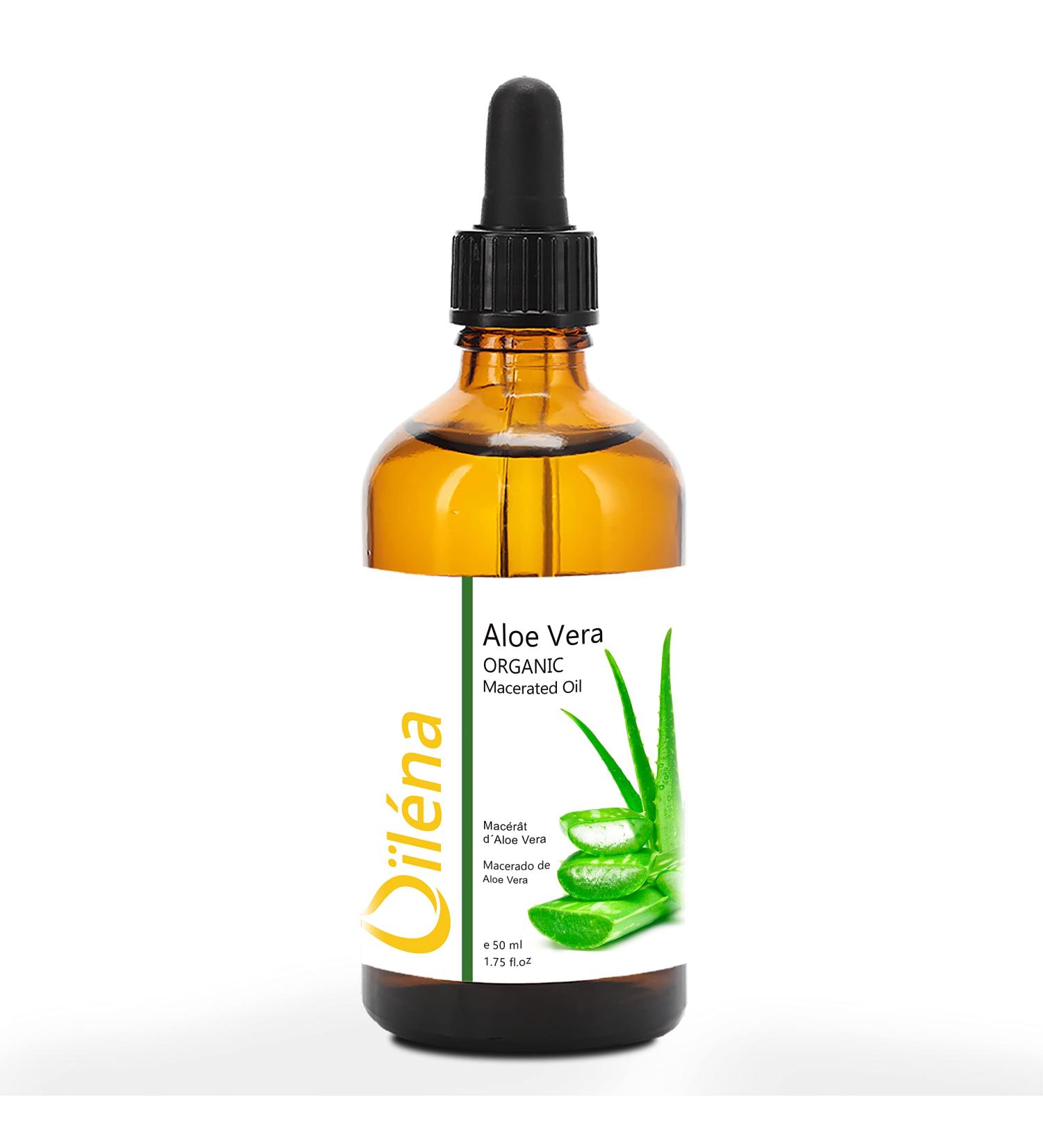 Pure Aloe Vera Macerated Oil - Natural Moisturizing Body Face & Hair Oil - Ideal for Massage - 50ml Pack - Buy Online on GoSupps.com