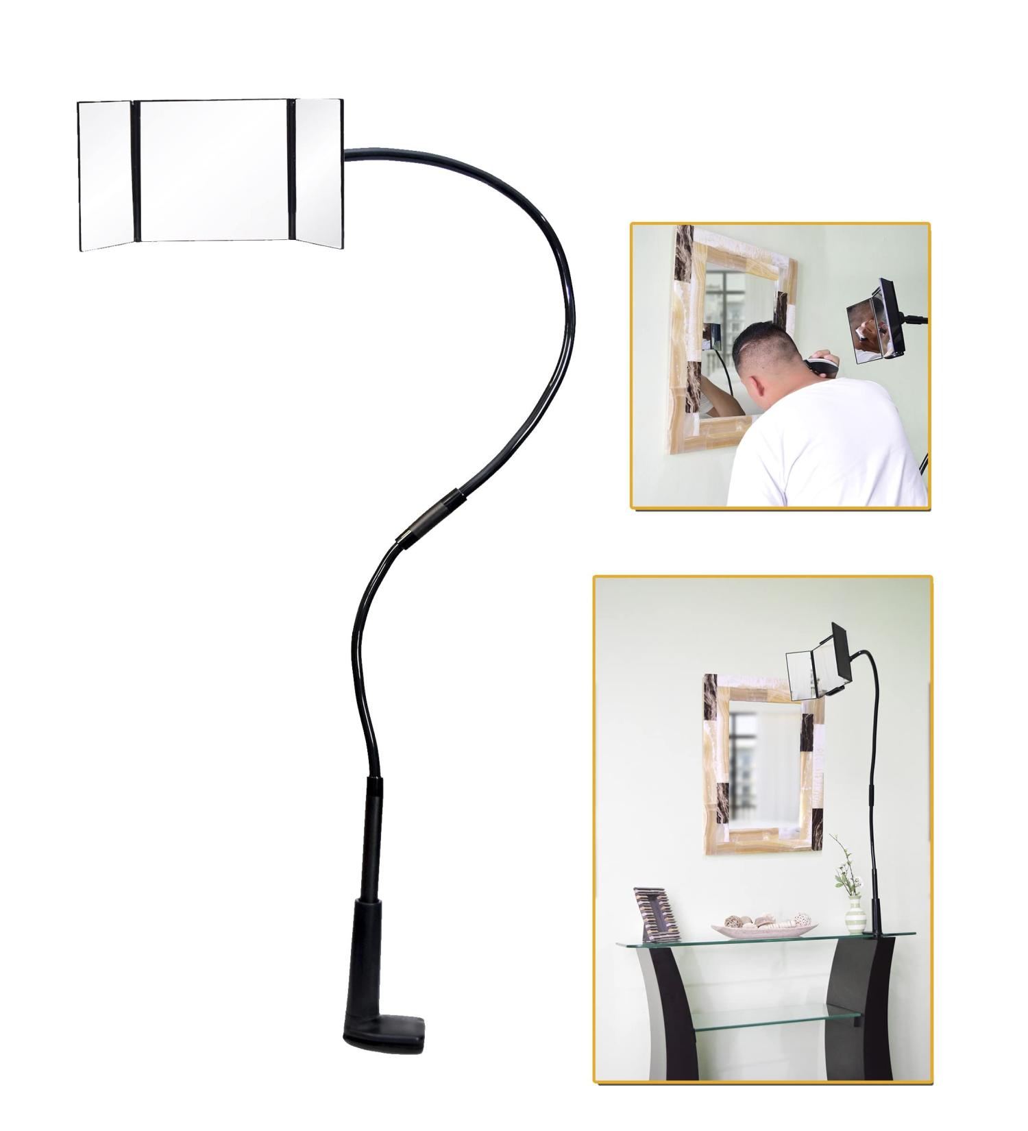 Quazix EZ Flex Mirror Self Haircut - Three-Way Trifold Cutting for Easy DIY Haircuts and Neck Shaving - Black - Buy Online on GoSupps.com