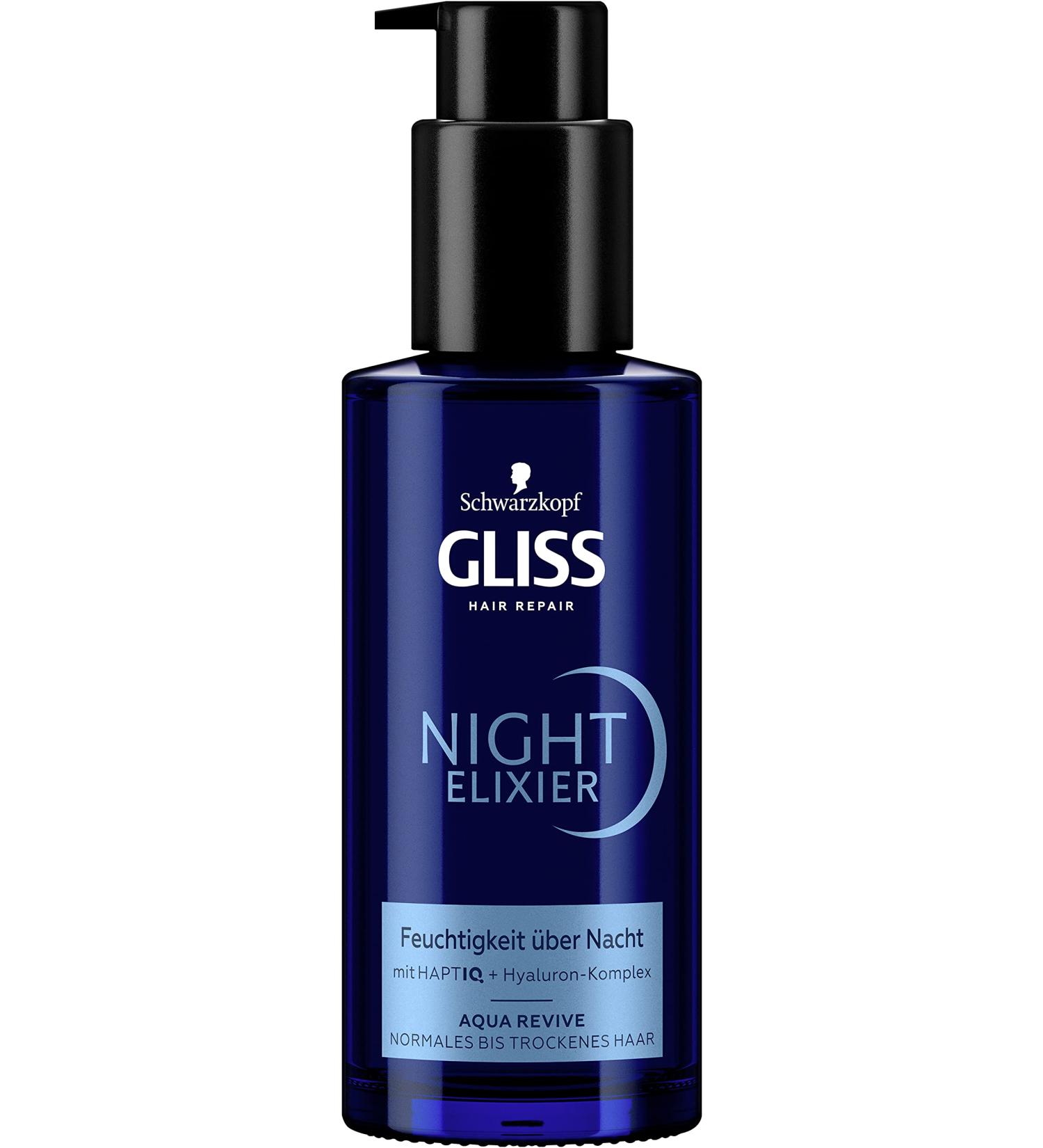 Gliss Night Elixir Aqua Revive Hair Serum Moisturizing Normal to Dry Hair While Sleeping - Hair Care Repairs Hair Long Lastingly - Buy Online on GoSupps.com