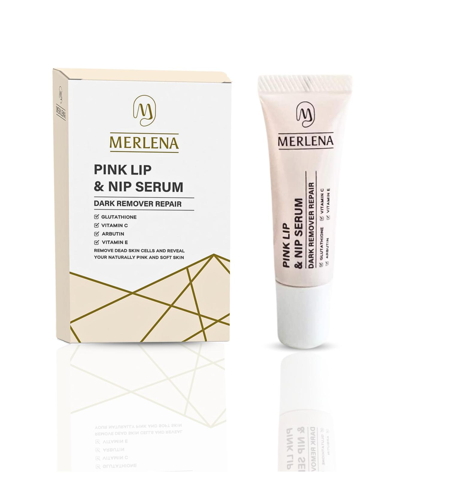 Merlena Pink Lip & Nip Serum - Hydrates and Repairs Dry Peeling Lips and Nipples Adds Collagen for Plumpness Soothes Flaky Skin Organic Vitamin C & E Formula 8ml - Buy Online on GoSupps.com