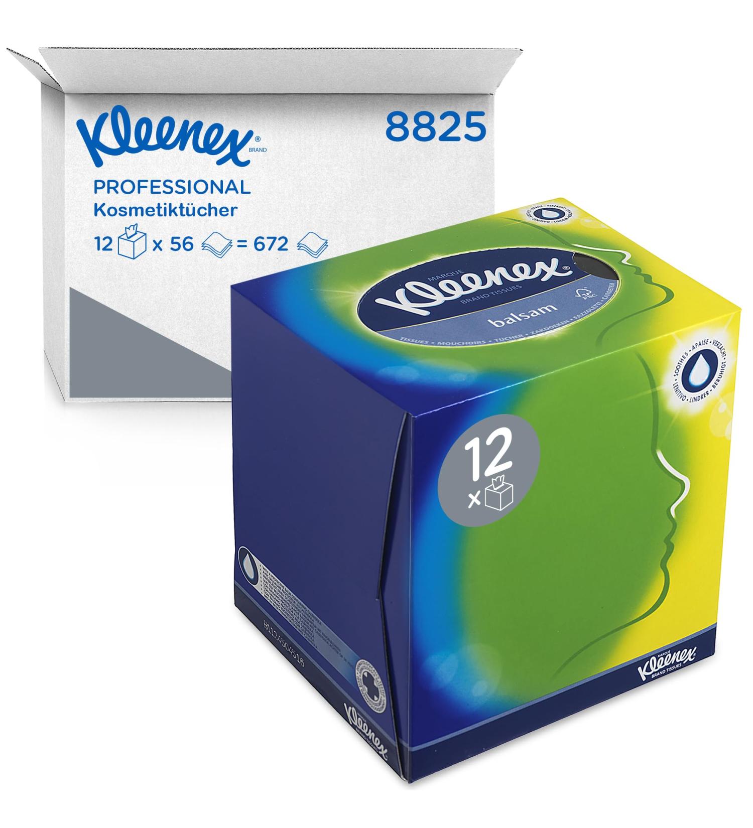 Kleenex Cosmetics Handkerchief Box 8825 - Soft Robust & Absorbent - 672 Perfume-Free 3-Layer Paper Handkerchiefs (12 Packs of 56) - International Shipping Available - Buy Online on GoSupps.com