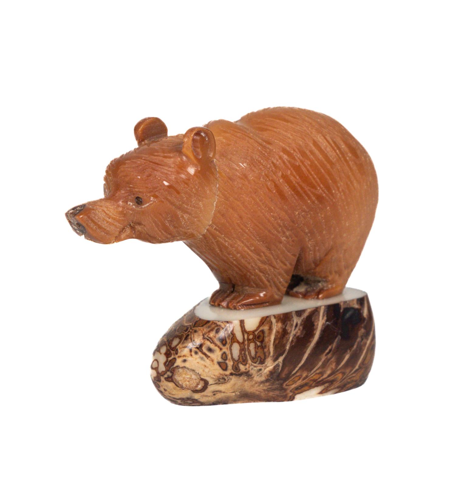 Tagua Nut Carving: Brown Bear (1153-C257)