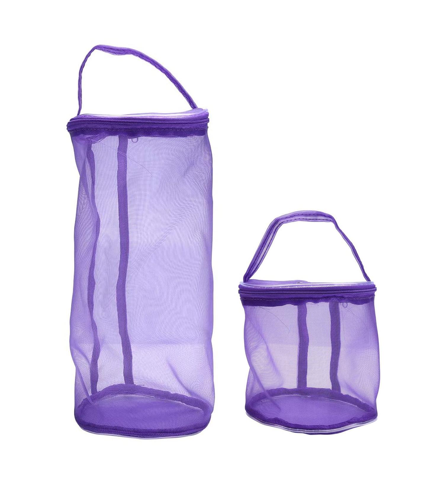 2pc Mesh Knitting Yarn Storage Bag Set - Purple Organizer for Round Yarn Balls | Ideal for Knitting Enthusiasts - Buy Online on GoSupps.com