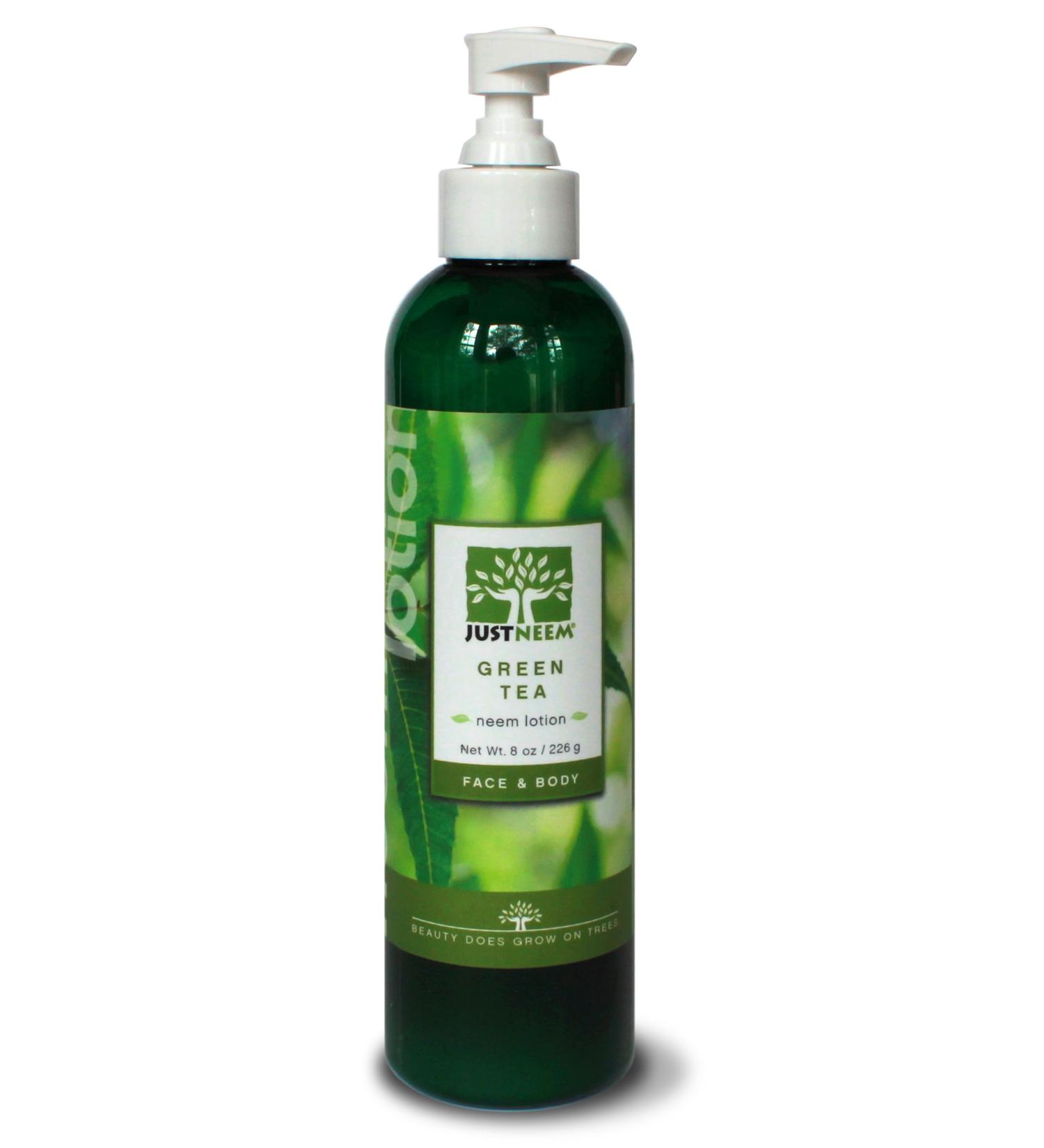 justneem Lotion Green Tea Instant and Lasting Relief for Severely Dry Cracked Itchy or Irritated Skin. For Eczema Psoriasis Rosacea and More. Face and Body - 8 oz