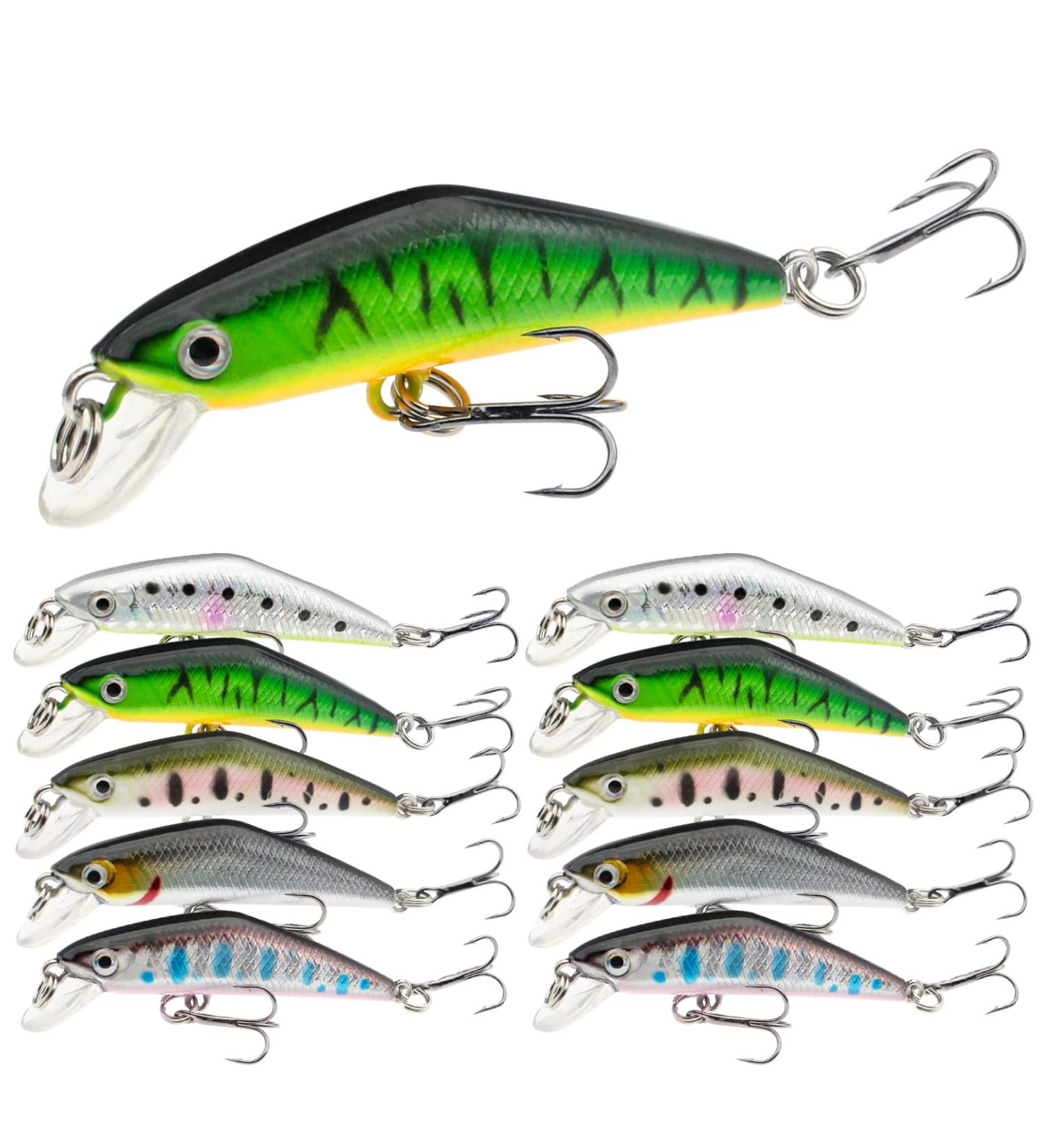 Fishing Lures Set - Minnow Popper Crank Baits Pencil Bass Trout with Hooks - Topwater Hard Swimbaits for Saltwater Freshwater - 10pc 2.68oz - Buy Online on GoSupps.com
