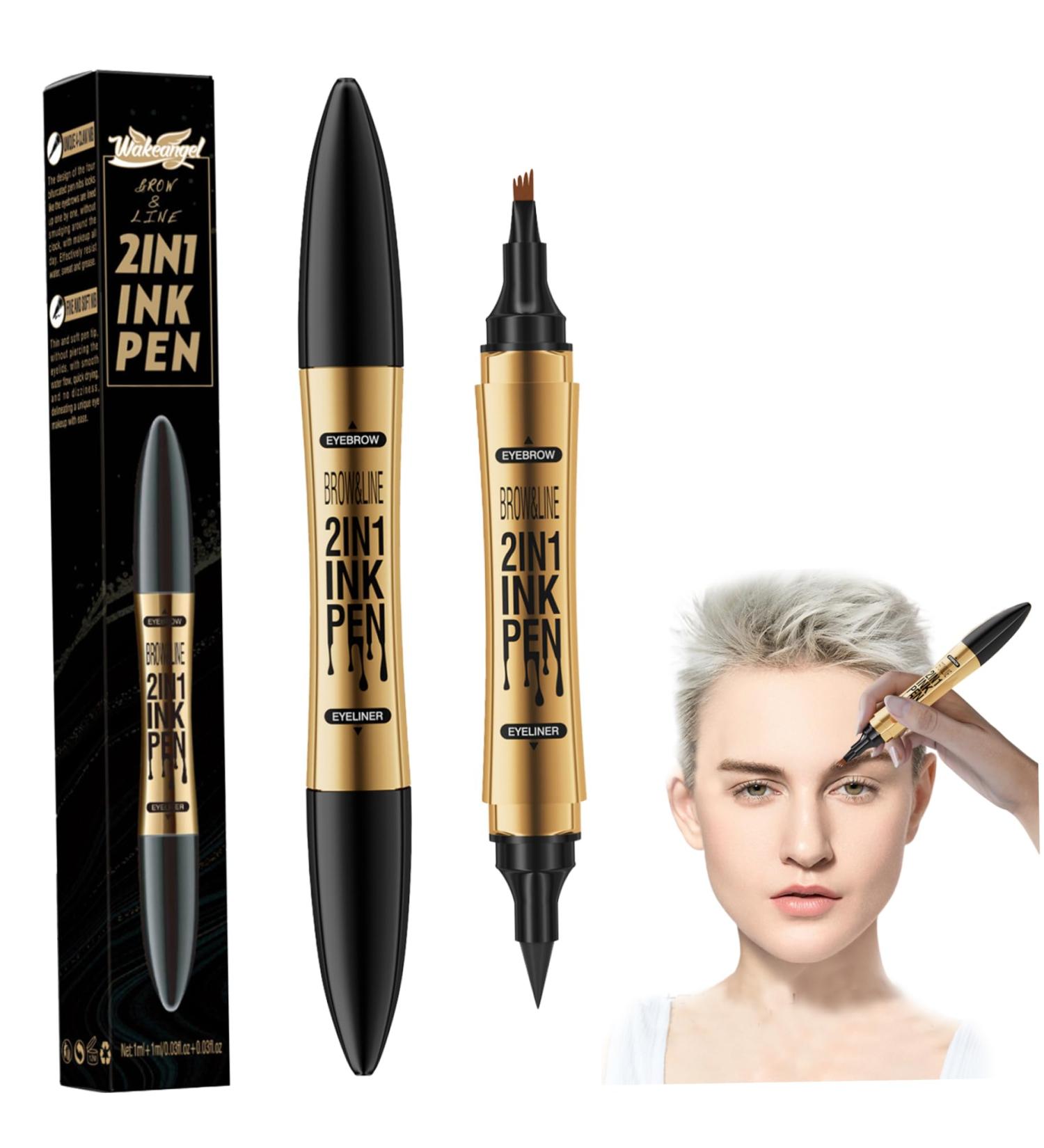 Eyebrow Pencil 2 in 1 Dual-ended Liquid Eyebrow Pen Waterproof & Long Lasting Smooth Liquid Eyeliner Pen Four-tip Brow Pencil for Women Makeup Light Coffee - Buy Online on GoSupps.com