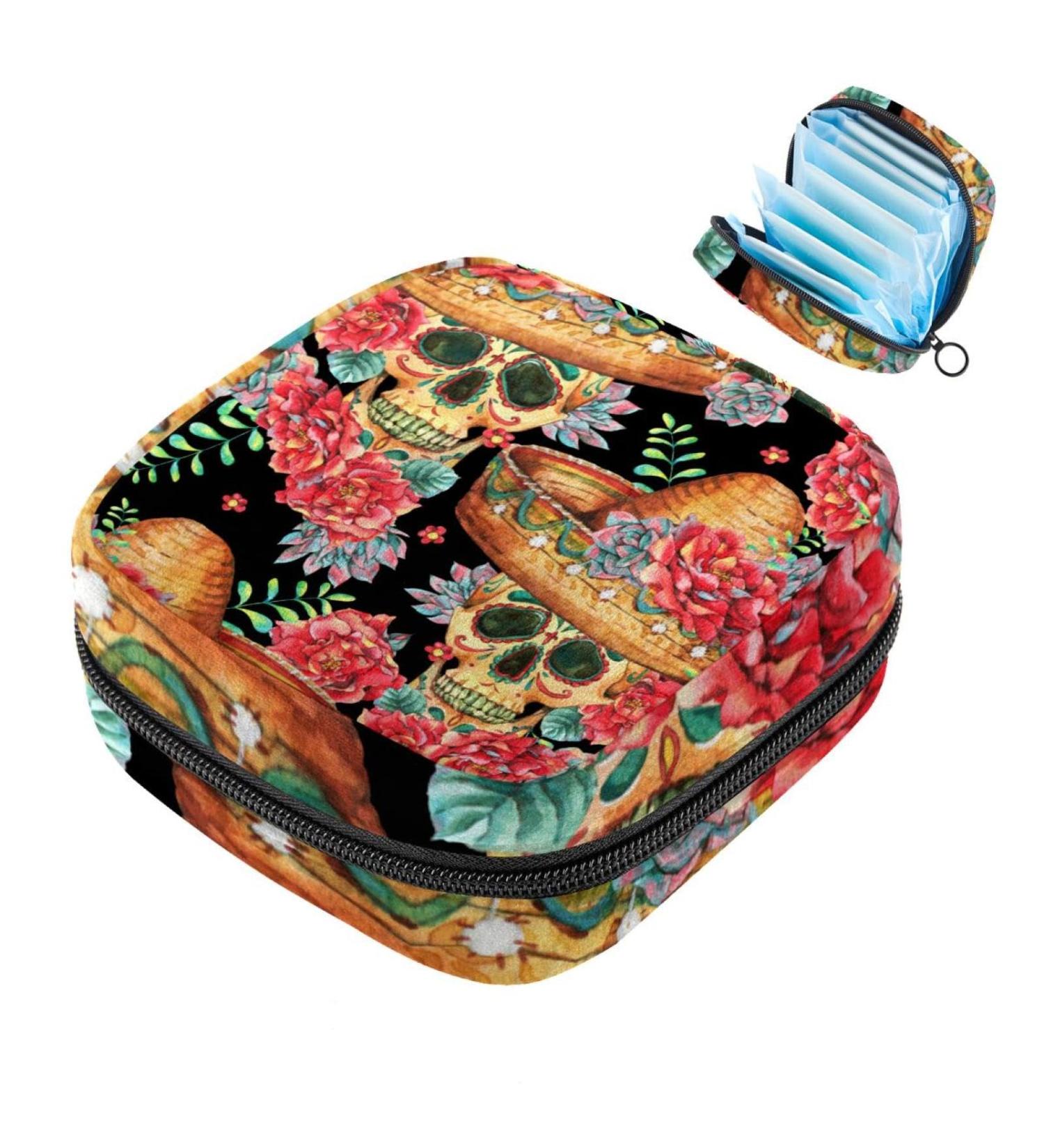 Buy Portable Women's Binding-Storage Bags | Menstrual Cup Pocket | Colorful Art-Dead Head Design | Perfect for Teenage Girls & First Periods - Buy Online on GoSupps.com