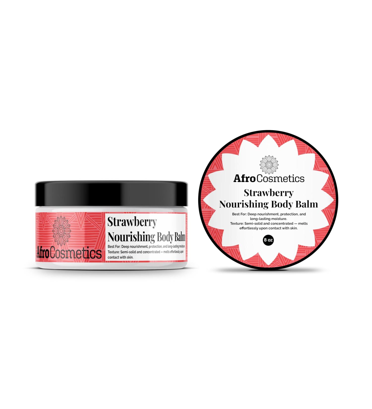 AFROCOSMETICS Nourishing Body Balm Hydrating Balm for Dry Skin Strawberry 8 oz