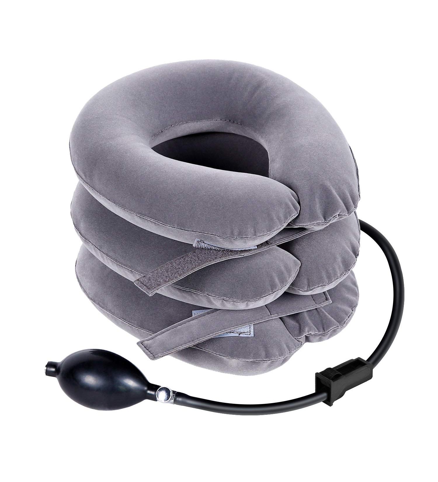RAKZU Inflatable Cervical Neck Traction Device - Adjustable Collar for Neck Support and Pain Relief - Gray - Buy Online on GoSupps.com